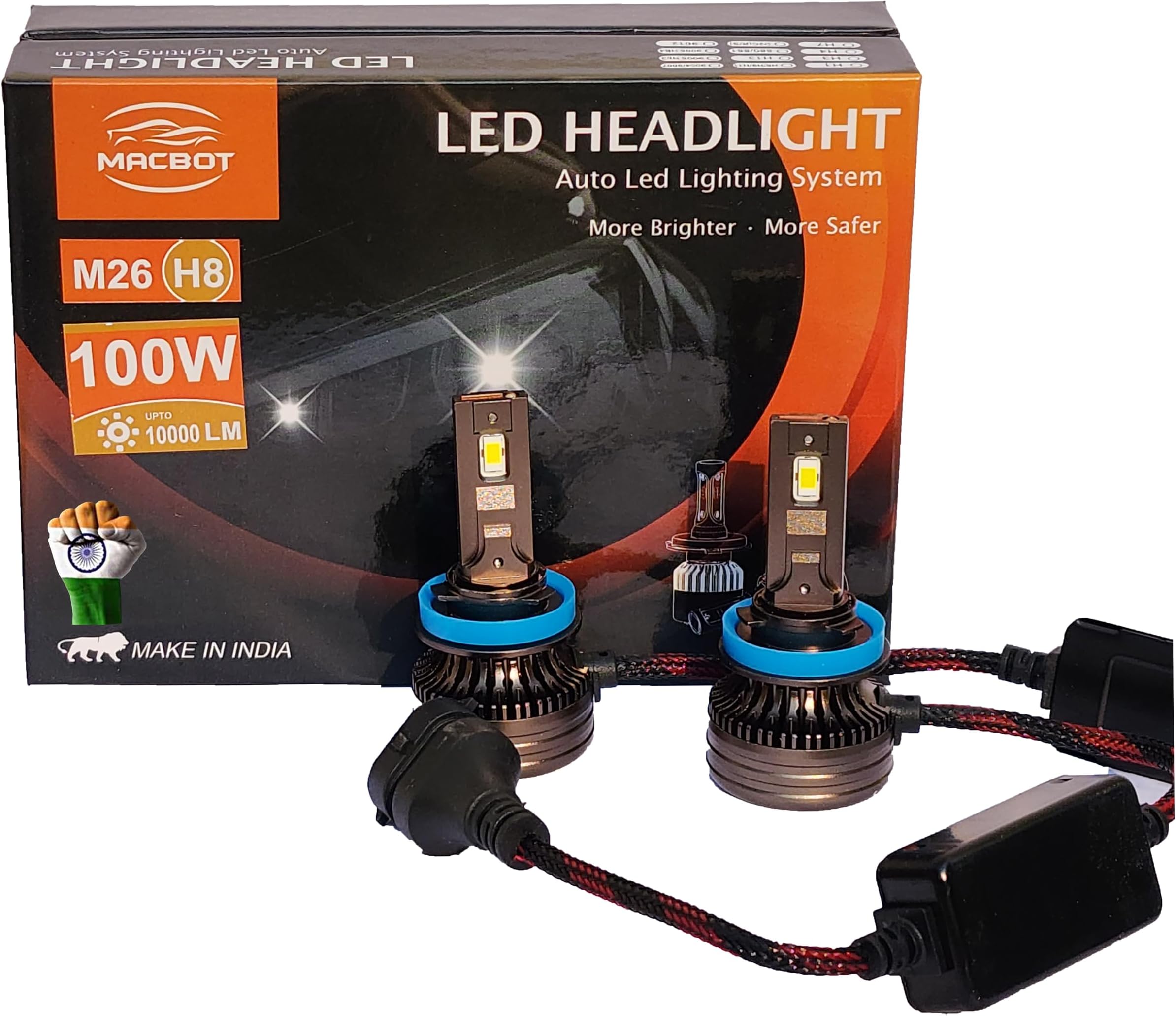 Cougar Motor Wireless H11 H8 H9 LED Headlight Bulb, 10000Lm 6500K Slim ...