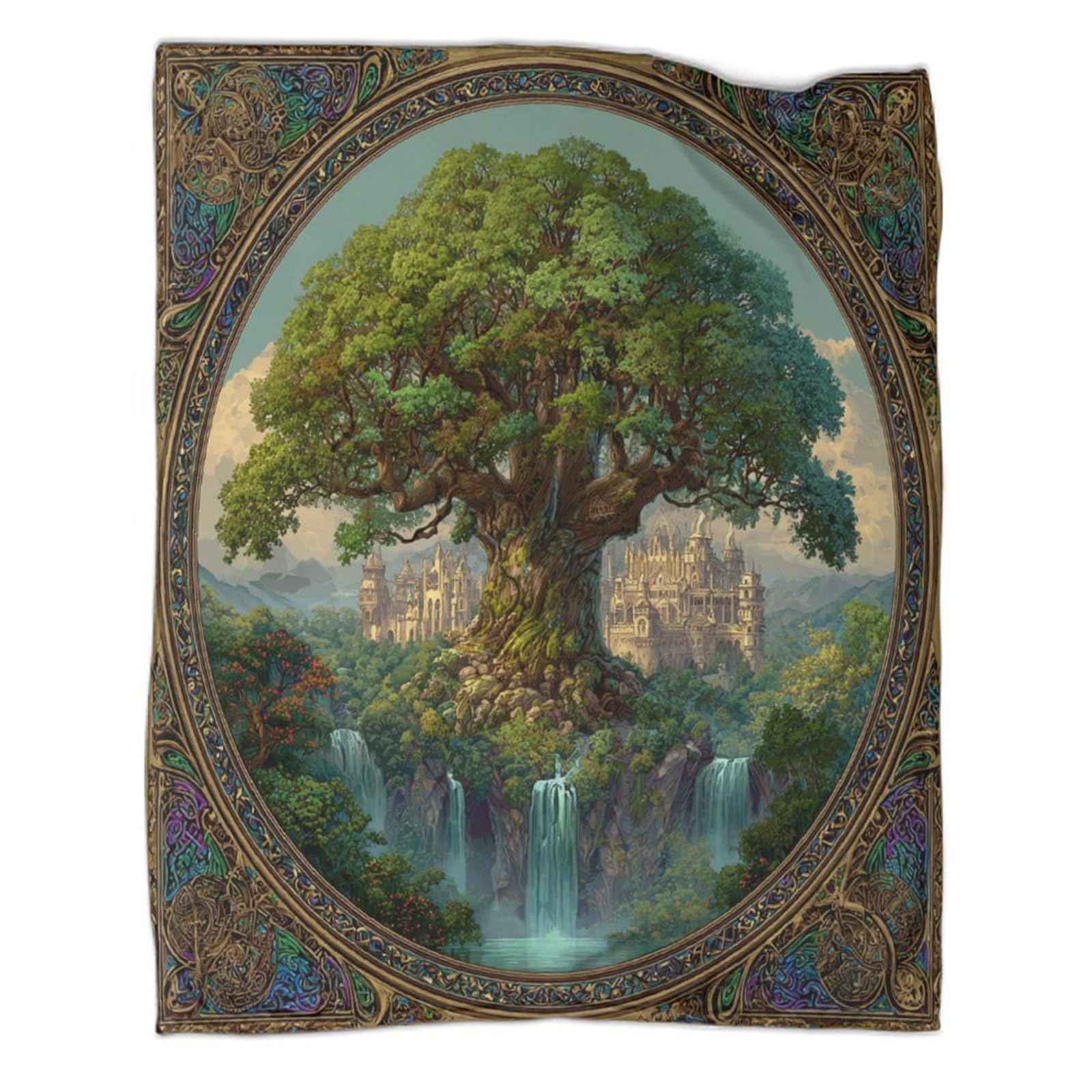 kaiyun Tree of Life, Castle Throws,Soft And Warm Printed Flannel for Bed And Sofa 80x90inch(200x230cm)