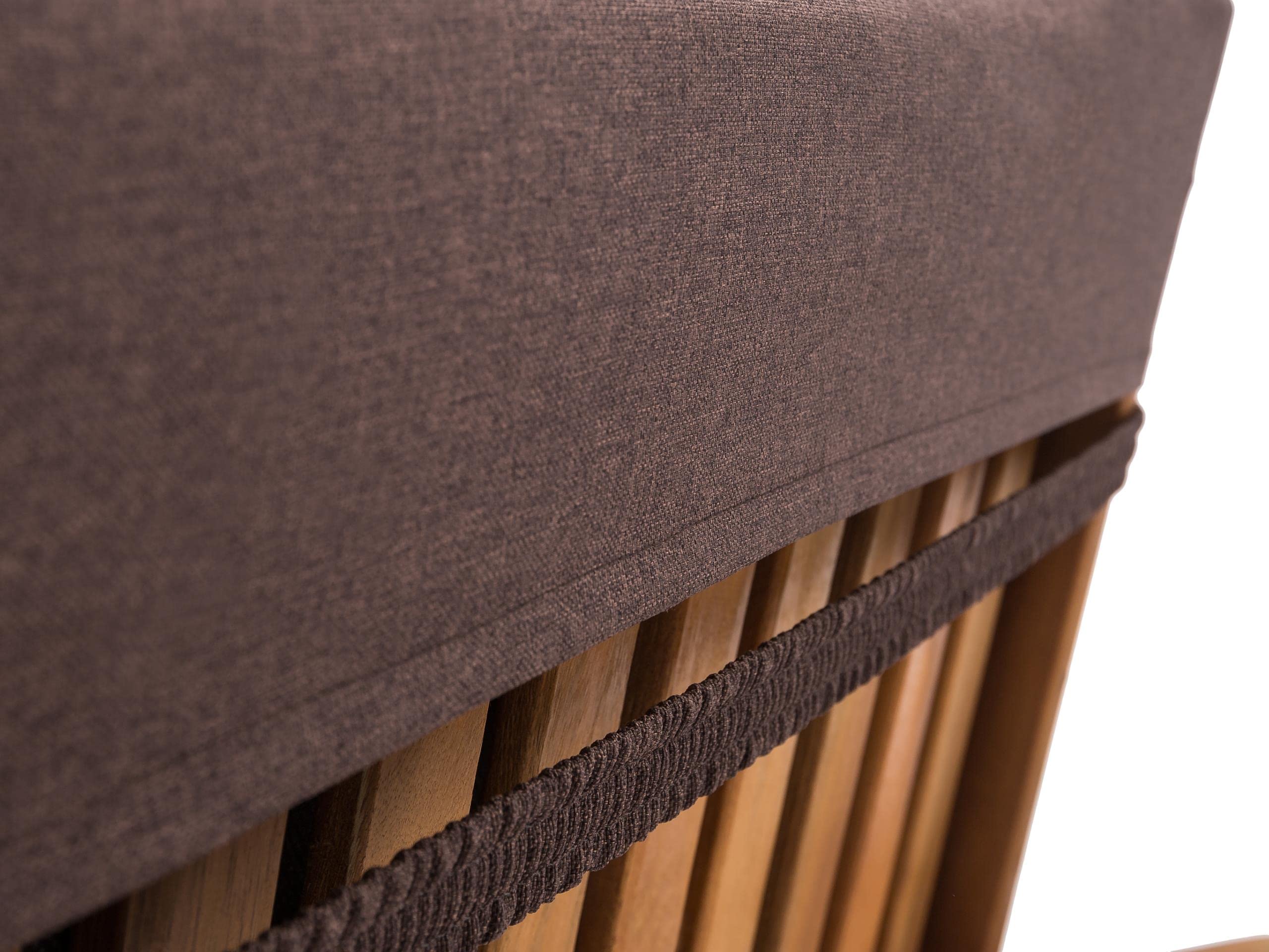 Cuscino per sedia a sdraio da giardino, 200 x 55 x 8 cm, cuscini per sedia a sdraio, imbottitura per lettino prendisole, trapuntato, 100% Made in EU - marrone