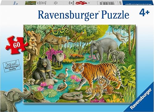 Ravensburger Animals of India 60 Piece Jigsaw Puzzle for Kids - 05163 - Every Piece is Unique, Pieces Fit Together Perfectly