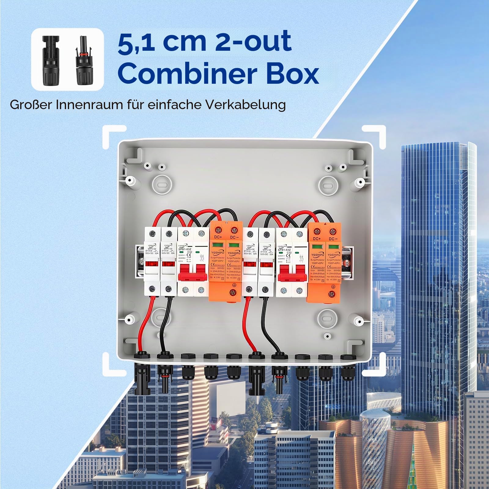 Solar-Kombinationsbox mit mehrstufigem Schutz, PV DC 32A 500V Schalter, IP65, effizientes Energiemanagement