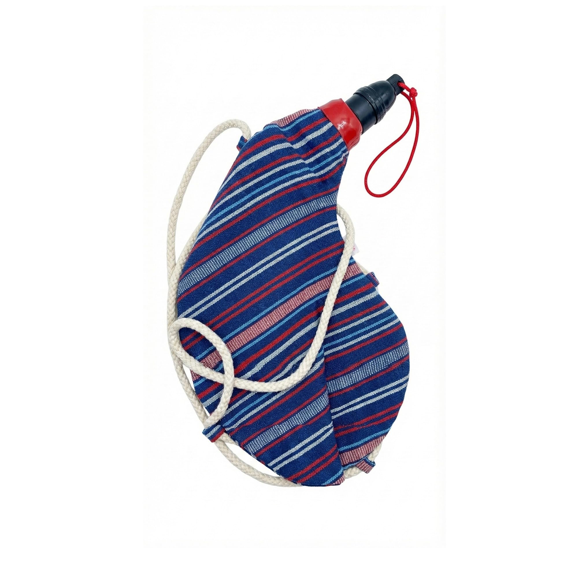 BISONBERG Collapsible Canvas Water Bottle, Striped Blue and Red, 0.5 Litre, Portable Canteen with Spout for Camping, Hiking, Outdoor Travel-picture-22