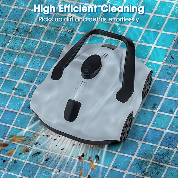 Robotic Cordless Pool Vacuum Cleaner with Powerful Suction Dual-Drive Motors,Robotic Pool Vacuum, Self-Parking, Automatic Robot Cleaners for Inground Pools up to 1076ft2,White