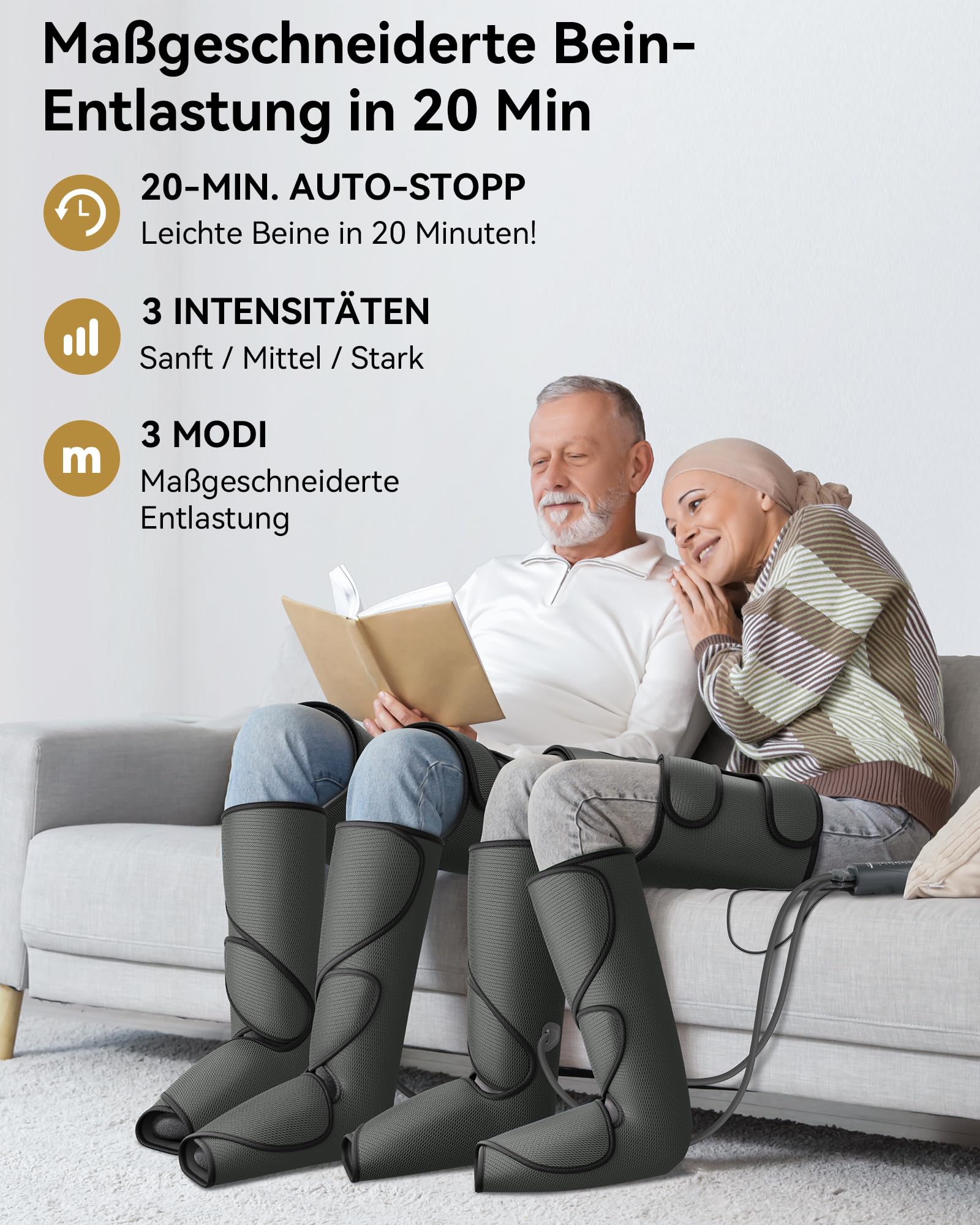 FIT KING Beinmassagegerät Manschetten für Beine, Oberschenkel & Füße Kompressionsstiefel Massage für die Beinmuskulatur ideal bei langem Stehen im Beruf, zum Lösen von Verspannungen
