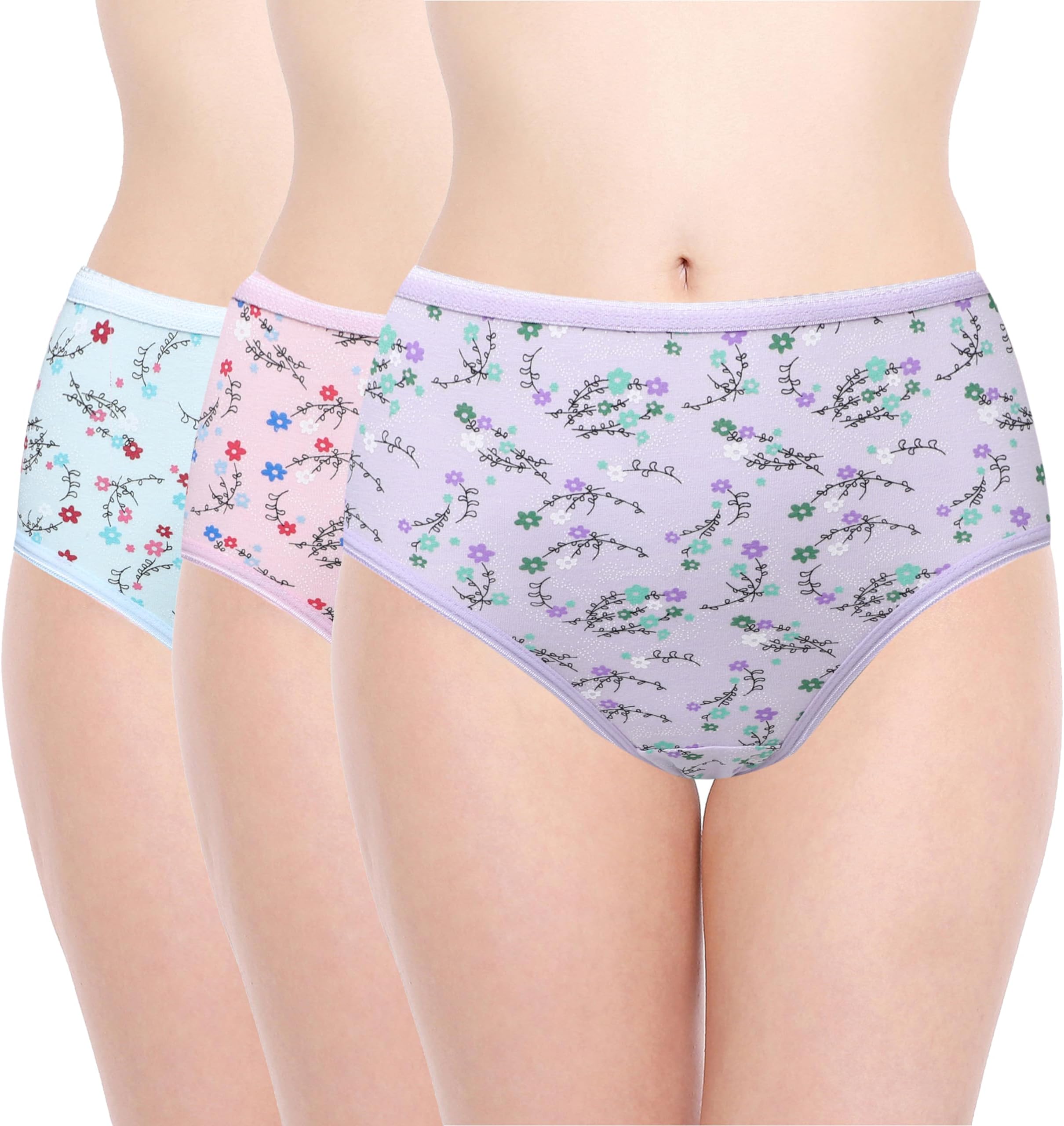 Chic 100% Cotton Printed Vanity 1114 Spg Panties | Soft Fabric, Seamless Design & Comfortable | Stretchy Colourful Beautiful Women's Panties | Set of 3