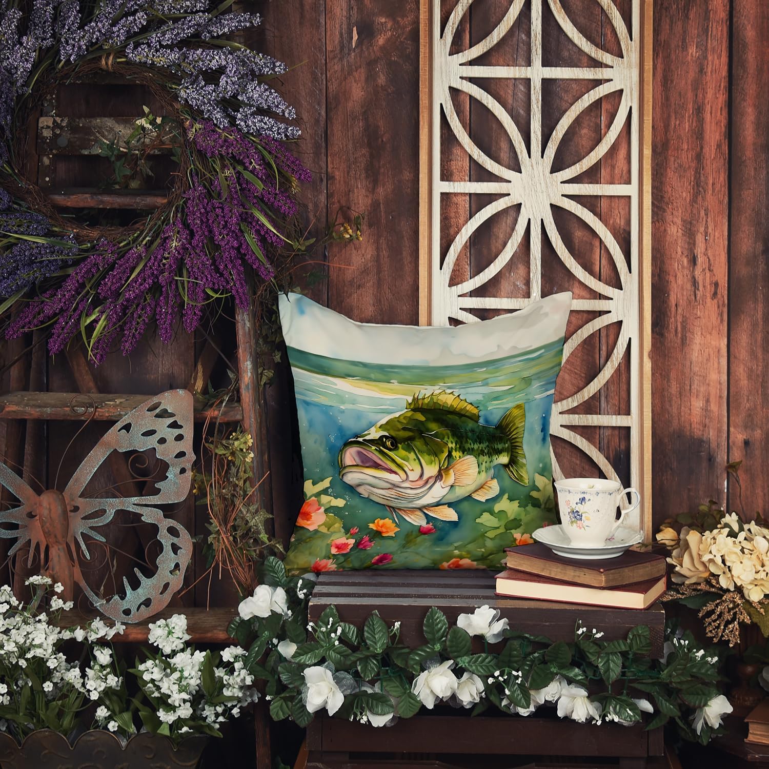 Caroline's Treasures Largemouth Bass Throw Pillow Machine Washable, Indoor Outdoor Decorative Pillow for Couch, Bed or Patio, 18Hx18W