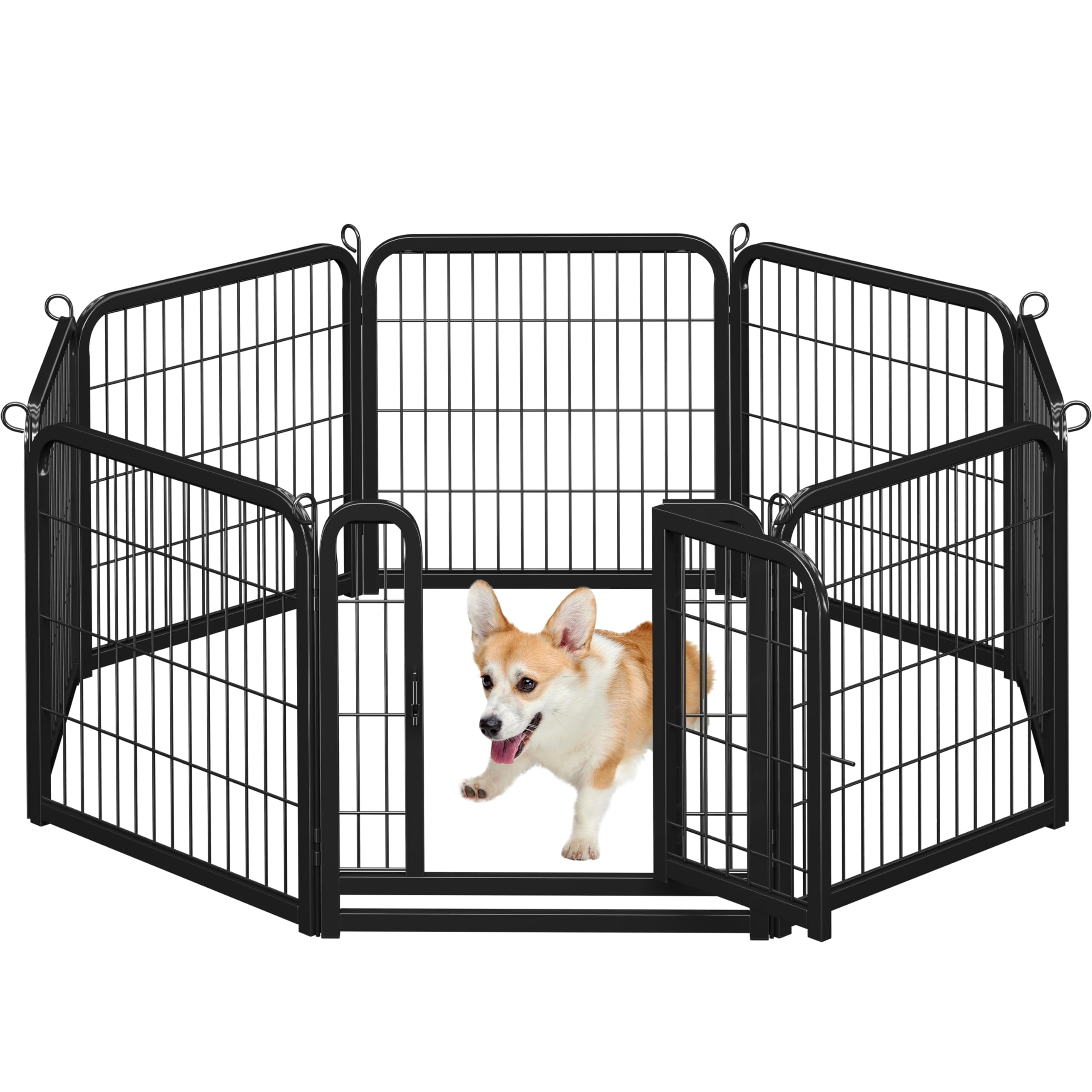 Yaheetech Recinto per Cani Cuccioli Conigli Gatti Animali Domestici da Interno e Esterno Giardino Rete Recinzione Ferro 8 pz 63 x 63 cm