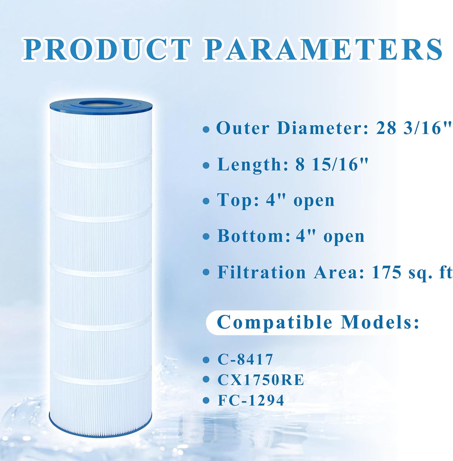 Pool Filter Compatible with CX1750RE, C1750, C-8417, PA175, 817-0175P, PXC175, FC-1294, 1 Pack - Image 2