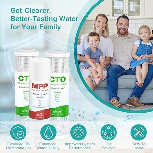 Miniatura 6 de SimPure Juego de repuesto de filtro de agua de ósmosis inversa de 1 a 3 etapas, compatible con APEC Essence & Ultimate Series, prefiltro para