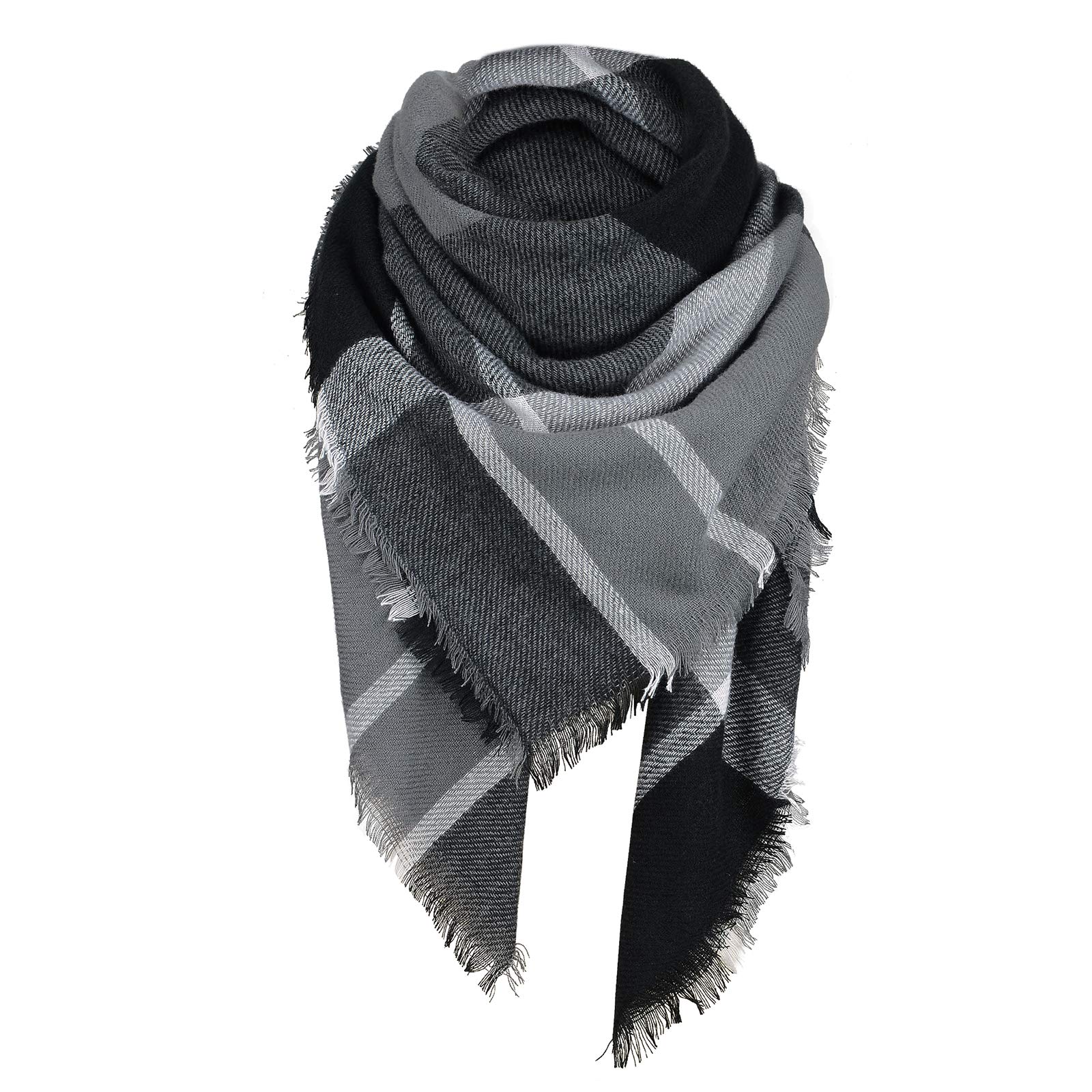 American Trends Women's Cozy Warm Winter Fall Blanket Scarf Stylish Soft Chunky Checked Giant Scarves Shawls