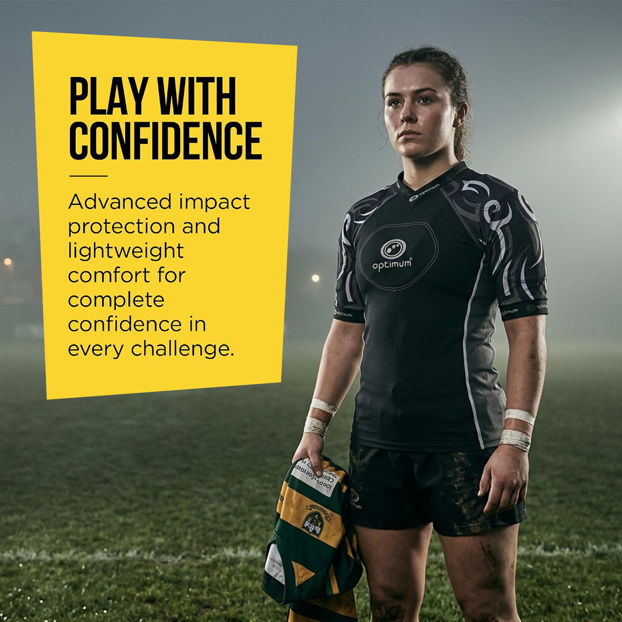 Optimum Word Rugby Approved Razor Top ochronny dla dorosłych i dzieci – lekka koszulka unisex z wyściółką EVA do rugby, oddychająca lycra, kompresyjny krój