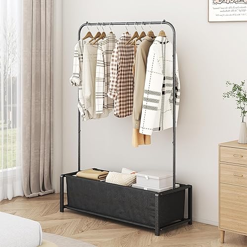 Miniatura 3 de SUOERNUO Perchero para colgar ropa, resistente, portátil, con parte inferior de metal, abrigos de secado camisa, color negro (bolsa negra)