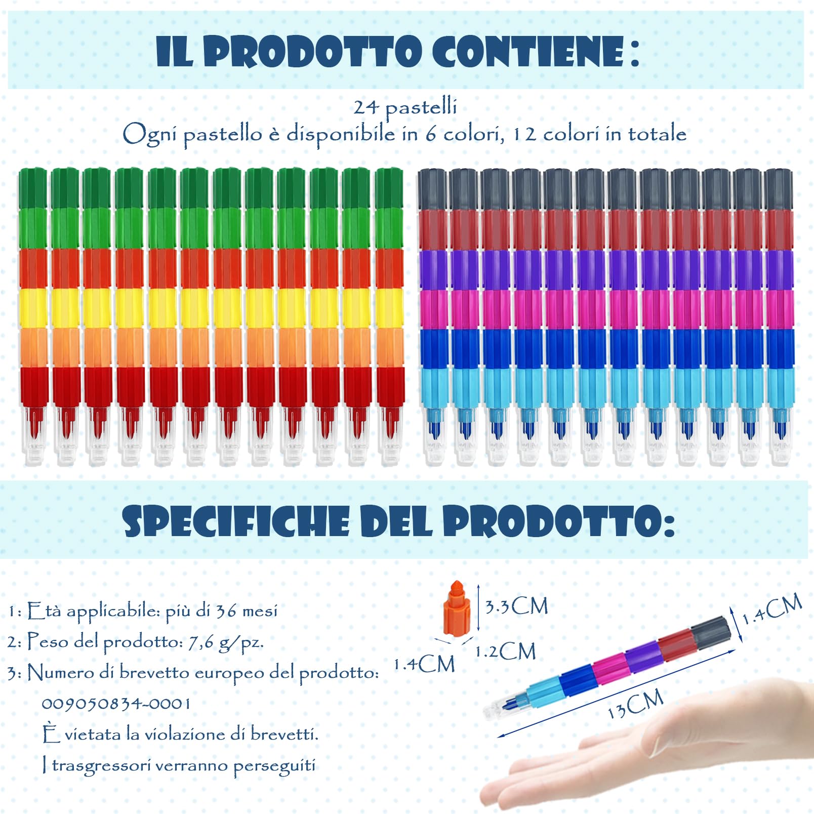 12 Astucci Da Colorare Per Bambini Con Pastelli A Cera Impilabili - Regalini Compleanno - Foto 5