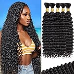 Human Braiding Hair for Boho Braids 200g 20 Inch Deep Wave Boho Hair for Braiding Curly Human Hair Extensions Knotless 12A Bulk Bohemian 5 Bundles/Pack Natural Color