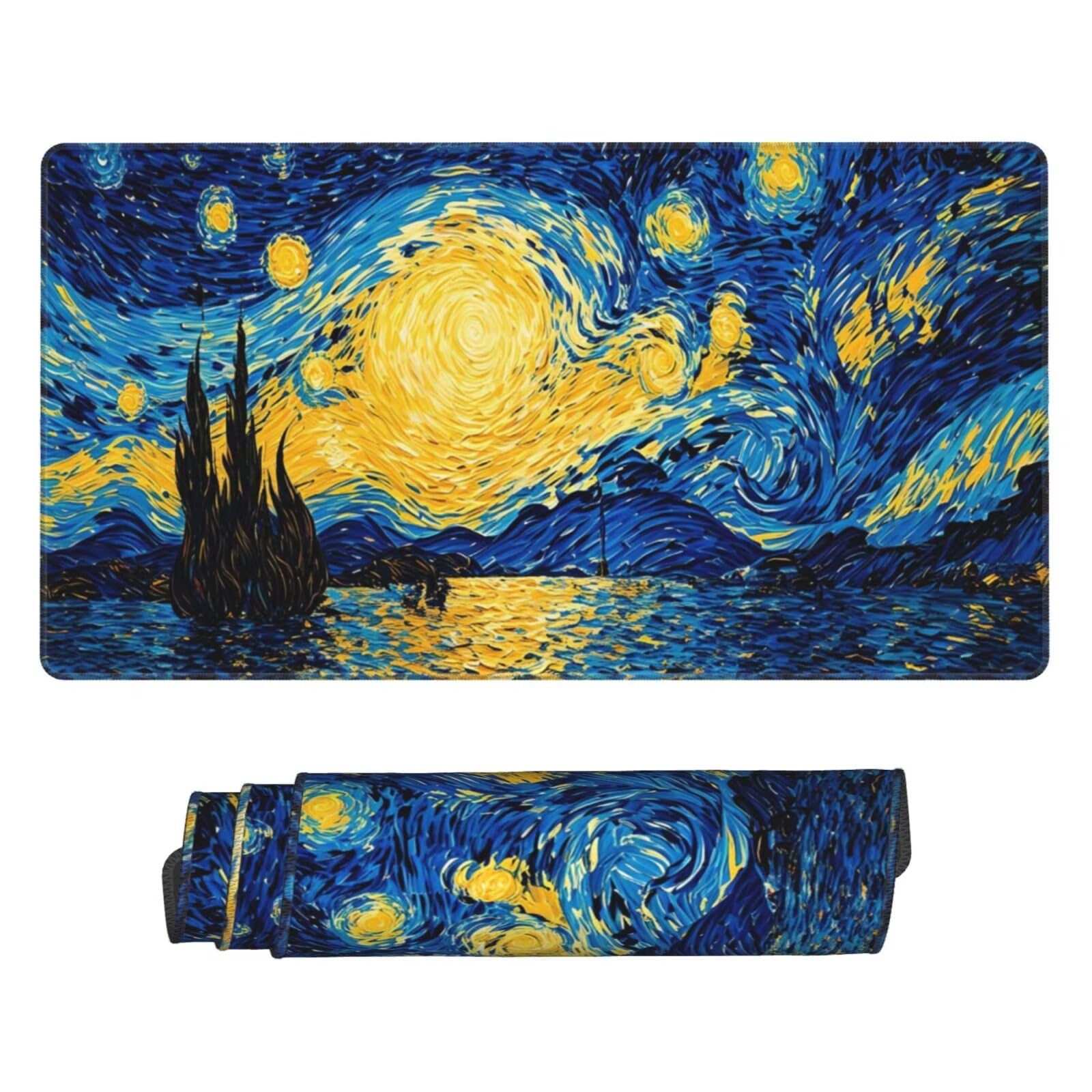 Tapis de Souris XXL 1200x600 mm, Bleu Tapis de Souris Ciel étoilé Tapis Souris XXL 120 X 60 CM, Antidérapant sous Main Bureau à Bords Cousus, Mouse Pad avec Surface en Caoutchouc antidérapant U-793