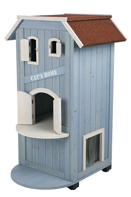 Foto 2 de 8 de TRIXIE Caseta Exterior Gatos, 56x94x59cm, Azul cl./Blanco