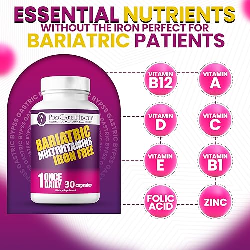 Miniatura 4 de Procare Health Multivitamínico bariátrico sin hierro (30 cápsulas vegetales de disolución rápida) – Vitaminas bariátricas para manga gástrica y