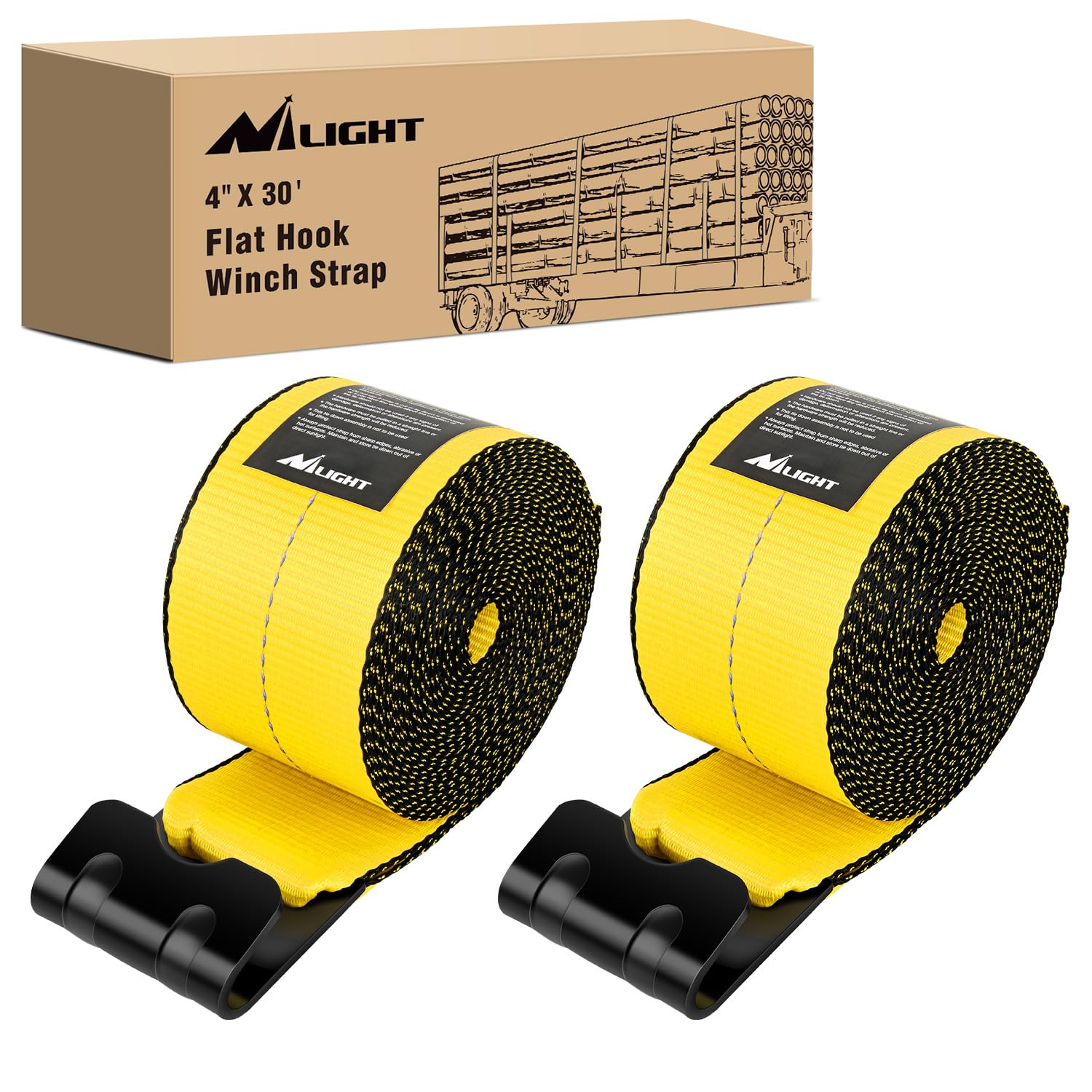Nilight Truck Straps 4" x 30' Heavy Duty Tie Down with Flat Hooks