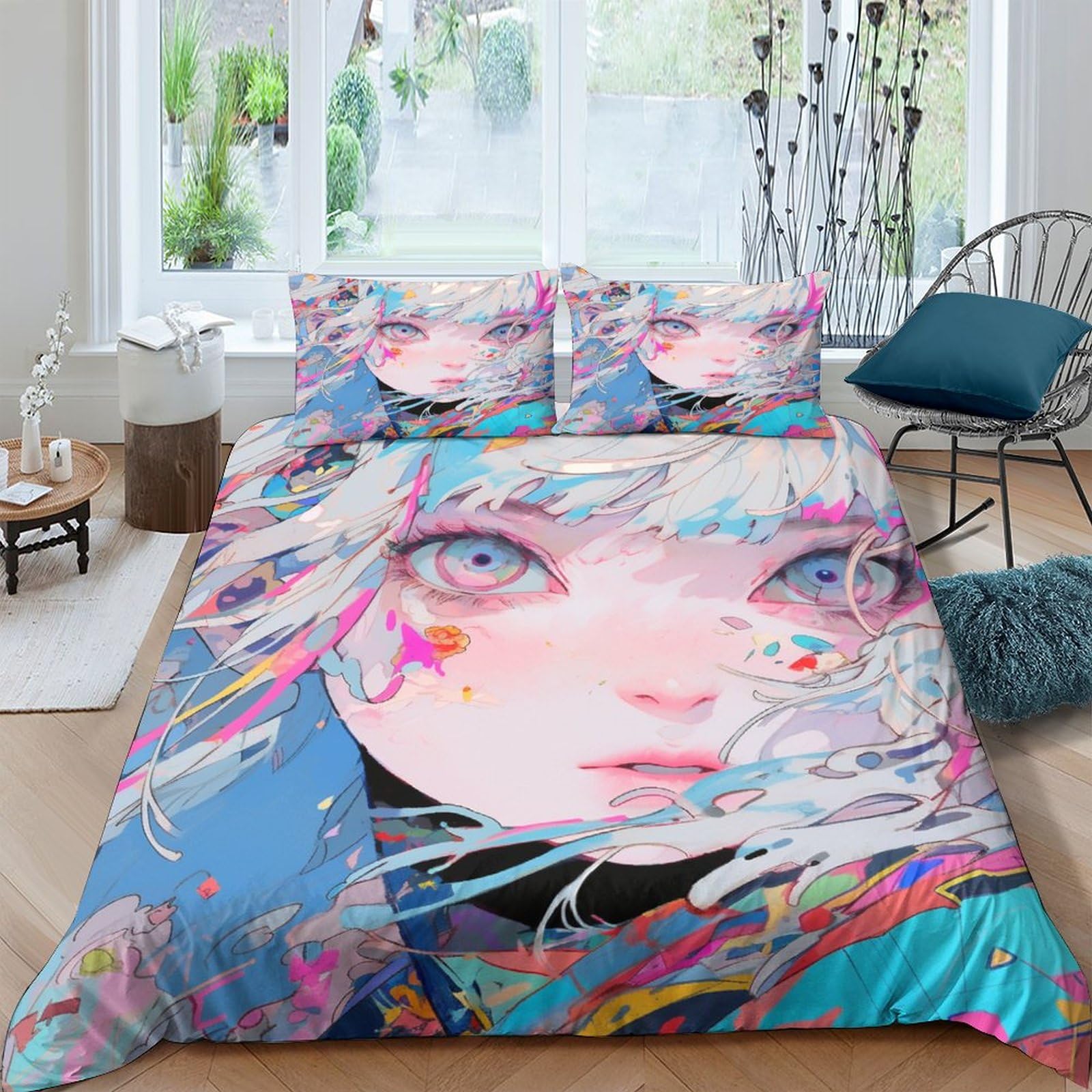 Housse de couette pour parure de lit avec fermeture éclair finis les lits défaits