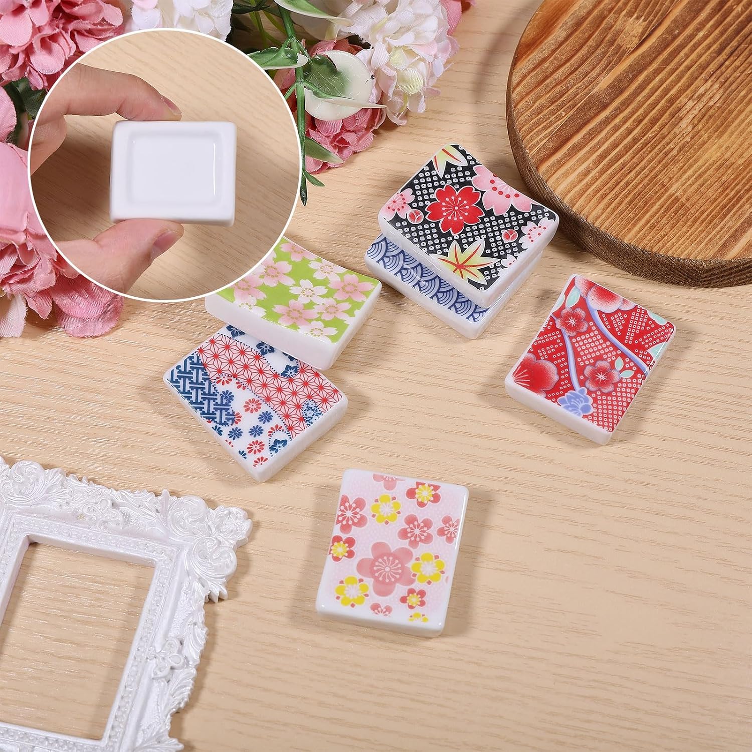 GLOBLELAND 6 Pcs Japanese Style Rectangle Chopsticks Holder Rest Ceramic Chopstick Rack Tableware Decoration for Chopsticks Forks Spoon Restaurant Dinner Party Restaurant