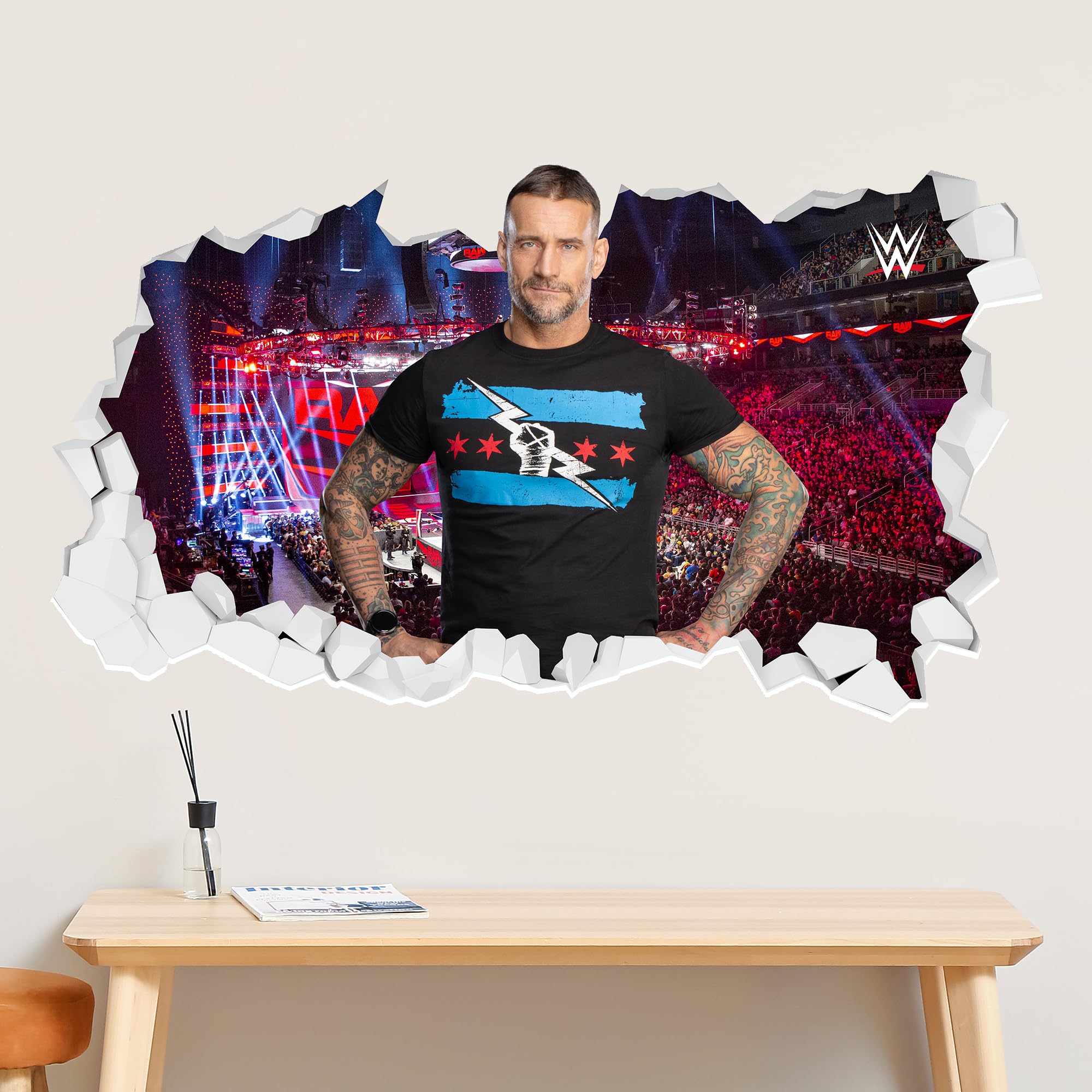 WWE - CM Punk Broken Wall Sticker Wrestling Wall Art (60cm Width x 35cm Height)
