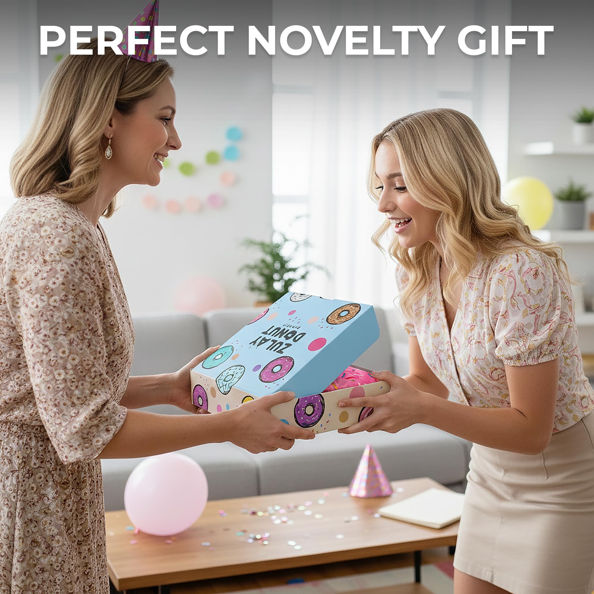 Zulay Riesiger doppelseitiger glasierter Donut mit Geschenk-Box-Verpackung – Neuheit Decke für Erwachsene und Kinder – weiche Flanell-runde glasierte Donut-Decke für drinnen und draußen, Reisen,