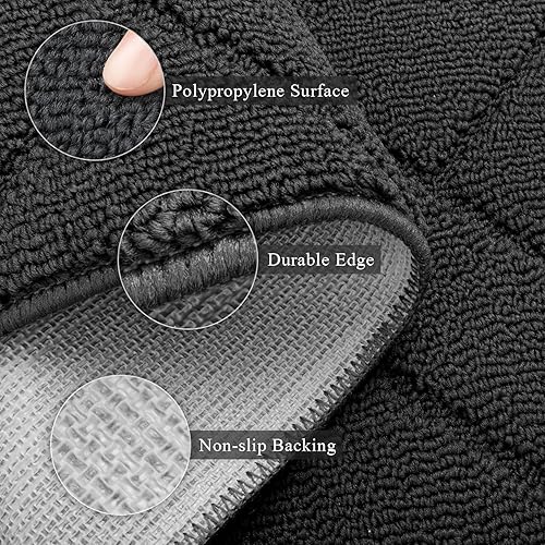 Miniatura 257 de hicorfe - Tapete para interiores, para puerta delantera o trasera, parte trasera de goma, antideslizante, absorbente, resistente a la suciedad, Café