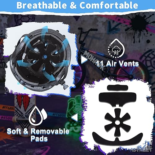 Miniatura 5 de Casco de bicicleta para niños pequeños con luces LED, casco para niños de 3 a 8 años, cascos de bicicleta ajustables para niños pequeños para