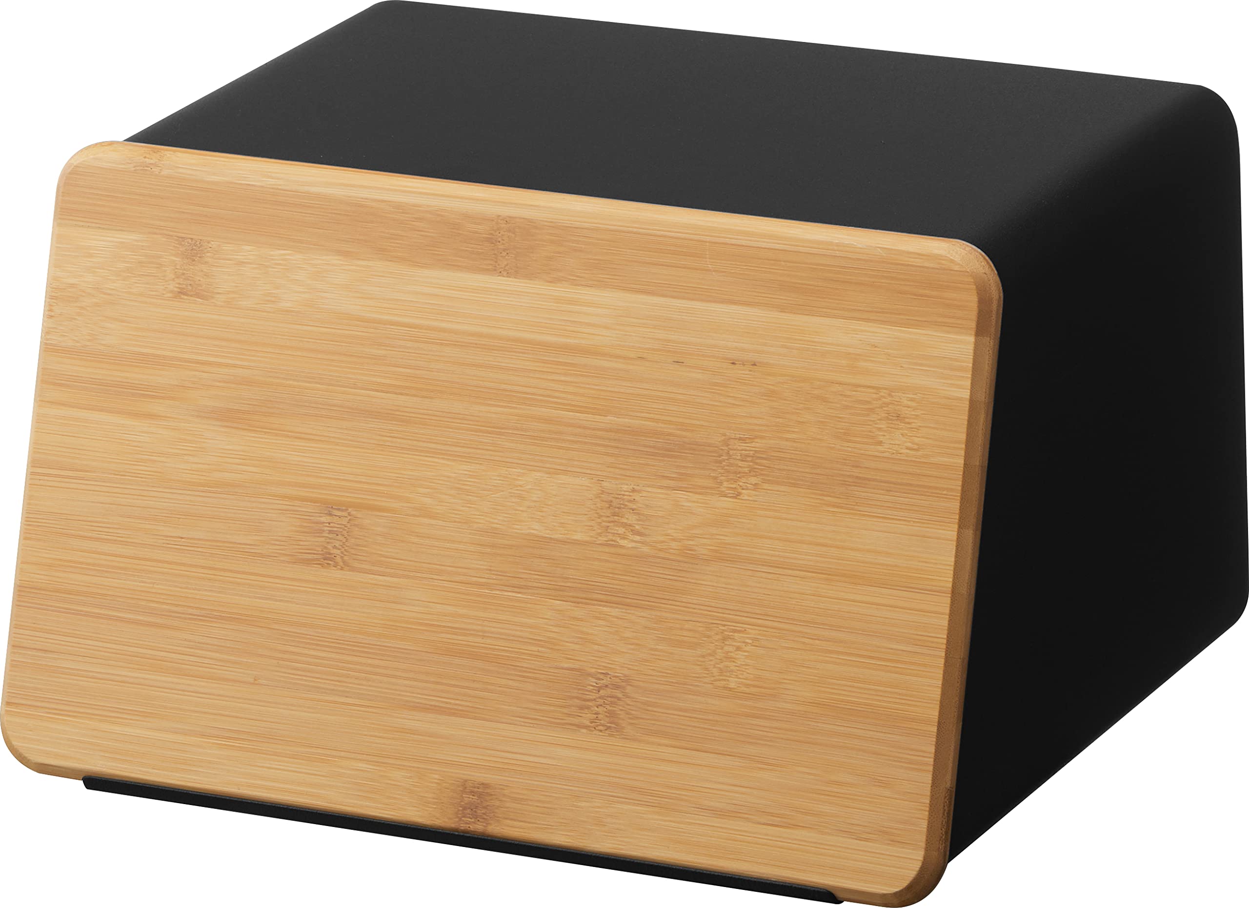 YAMAZAKI 5291 TOWER Bread Case with Removable Lid, black, Steel/Bamboo, 31.5 x 24.5 x 18.5 cm