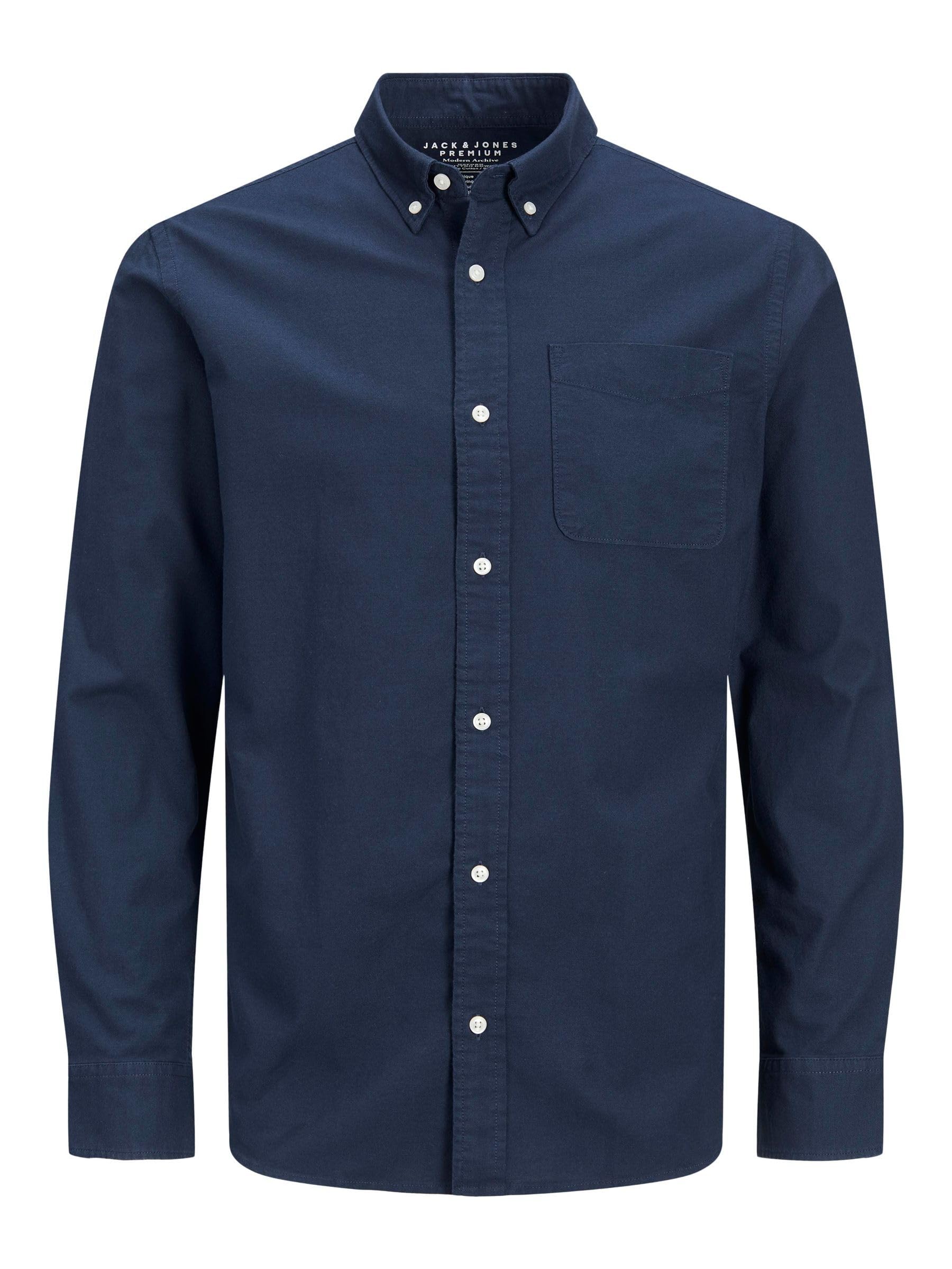 Jack & Jones Men's Jjeoxford L/S S21 Noos Shirt, Navy Blazer/Fit: Slim Fit., XS UK