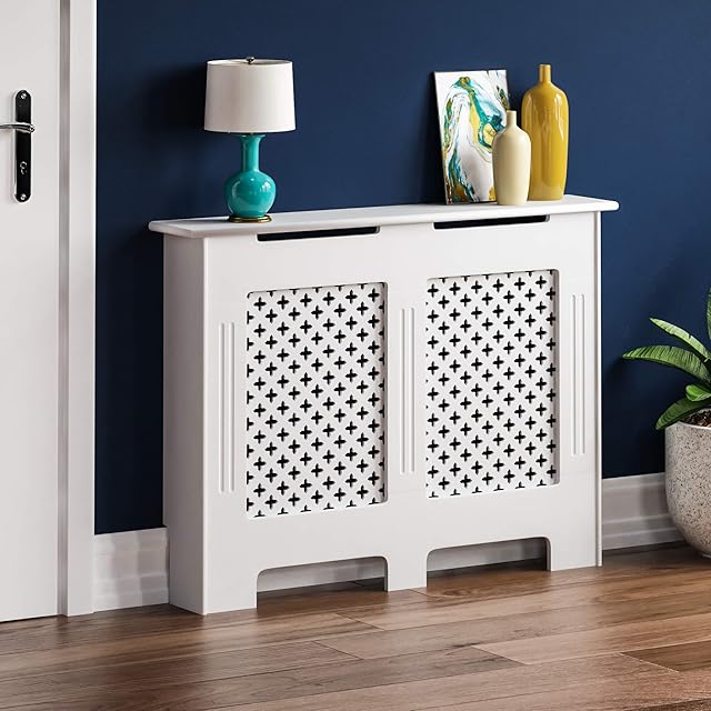 Vida Designs Oxford Radiator Cover White Traditional Painted MDF Cabinet, Medium