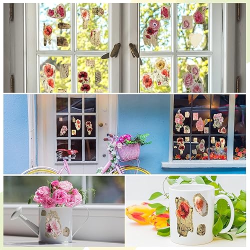 Miniatura 6 de 10 hojas de flores botánicas para transferencia de manualidades, 6 x 12 pulgadas, calcomanías de transferencia para muebles florales vintage,