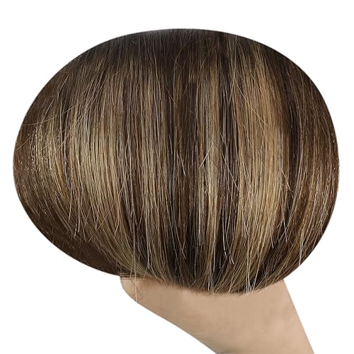 Miniatura 7 de Sunny - Extensiones de cabello humano Remy, color marrón chocolate, ombré, mezcla de rubio caramelo, color marrón oscuro, balayage, extensiones de