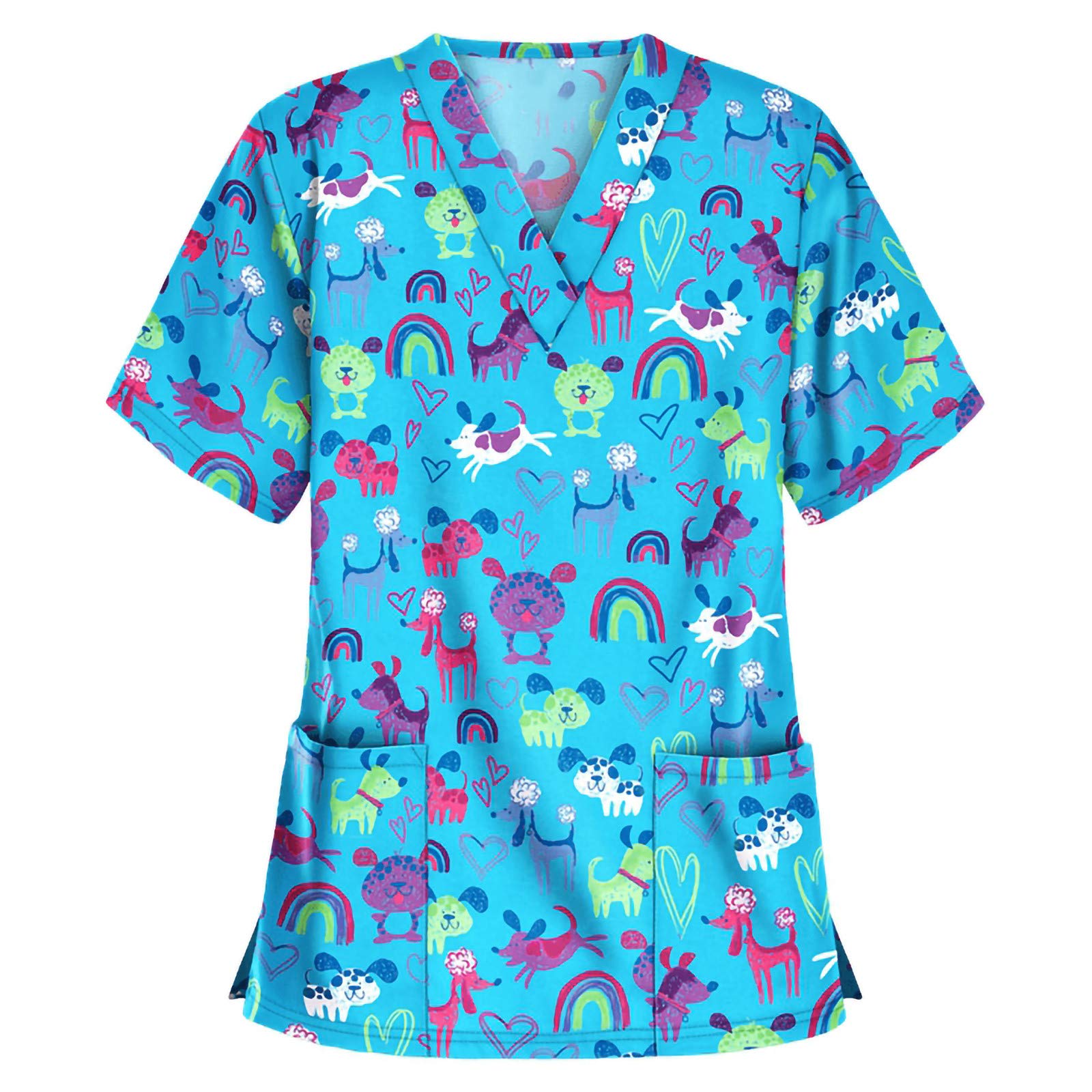 Sizoer Casaca Sanitaria Mujer Manga Corta Cuello En V Batas De Laboratorio Blancas Mujer Talla Grande Bata Premama Hospital Camisetas Graciosas Con Bolsillos Blusas Y Camisas Para Mujer