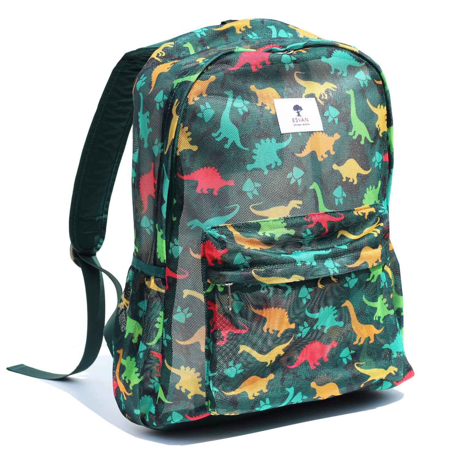 ESVAN Original Print Mesh Backpack Semi-Transparent Sackpack See Through Beach Bag Daypack Multi-Purpose Women Men Unisex