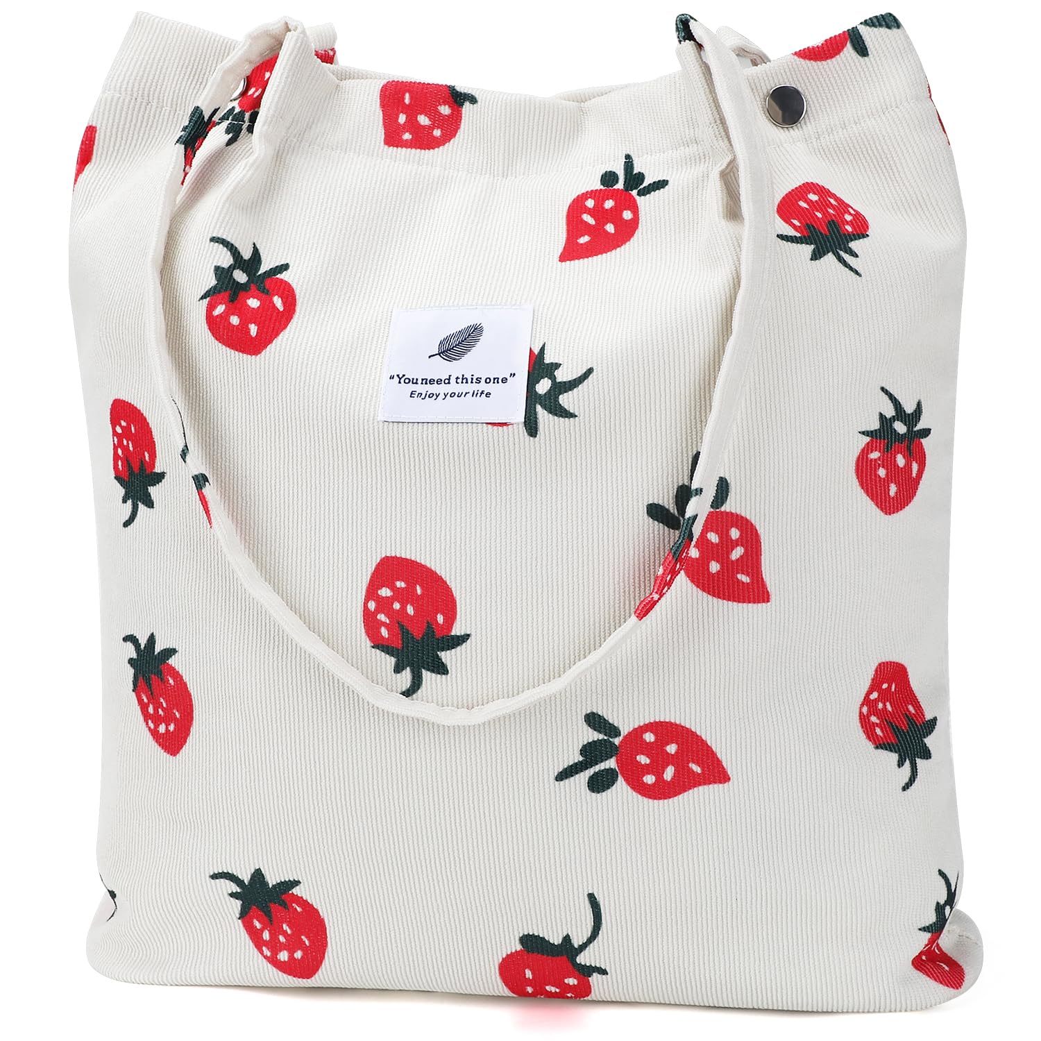 Ayieyill Corduroy Tote Bag for Women Canvas Shoulder Cord Purse with Inner Pocket