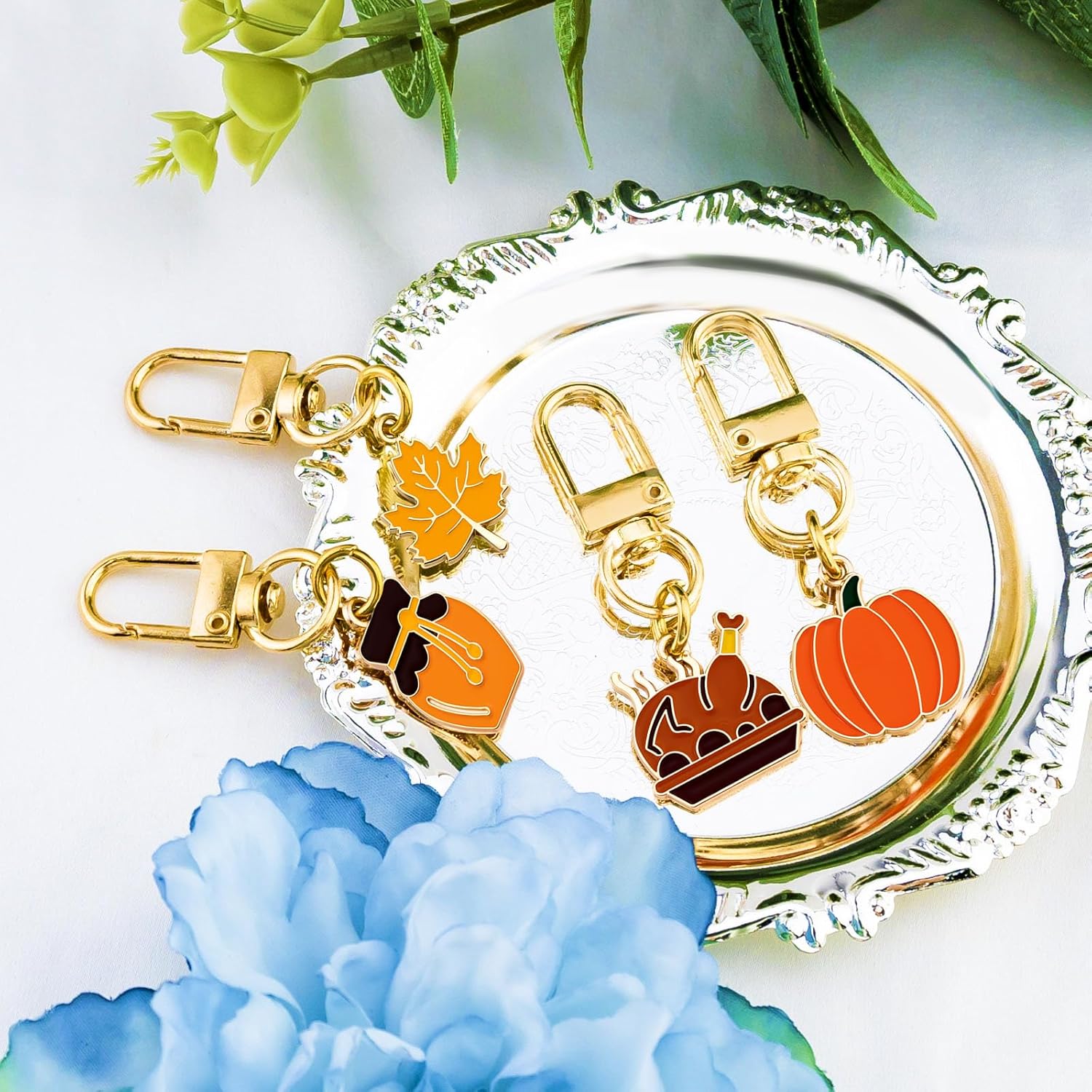 Ikacvb Thanksgiving Keychain 4pcs Fall Gifts For Women Friends Teen Girls Cute Keychains Bag Charms Thanksgiving Turkey Decoration For Purse Charm For Handbags Key Chains Women Cute Stuff - Image 5