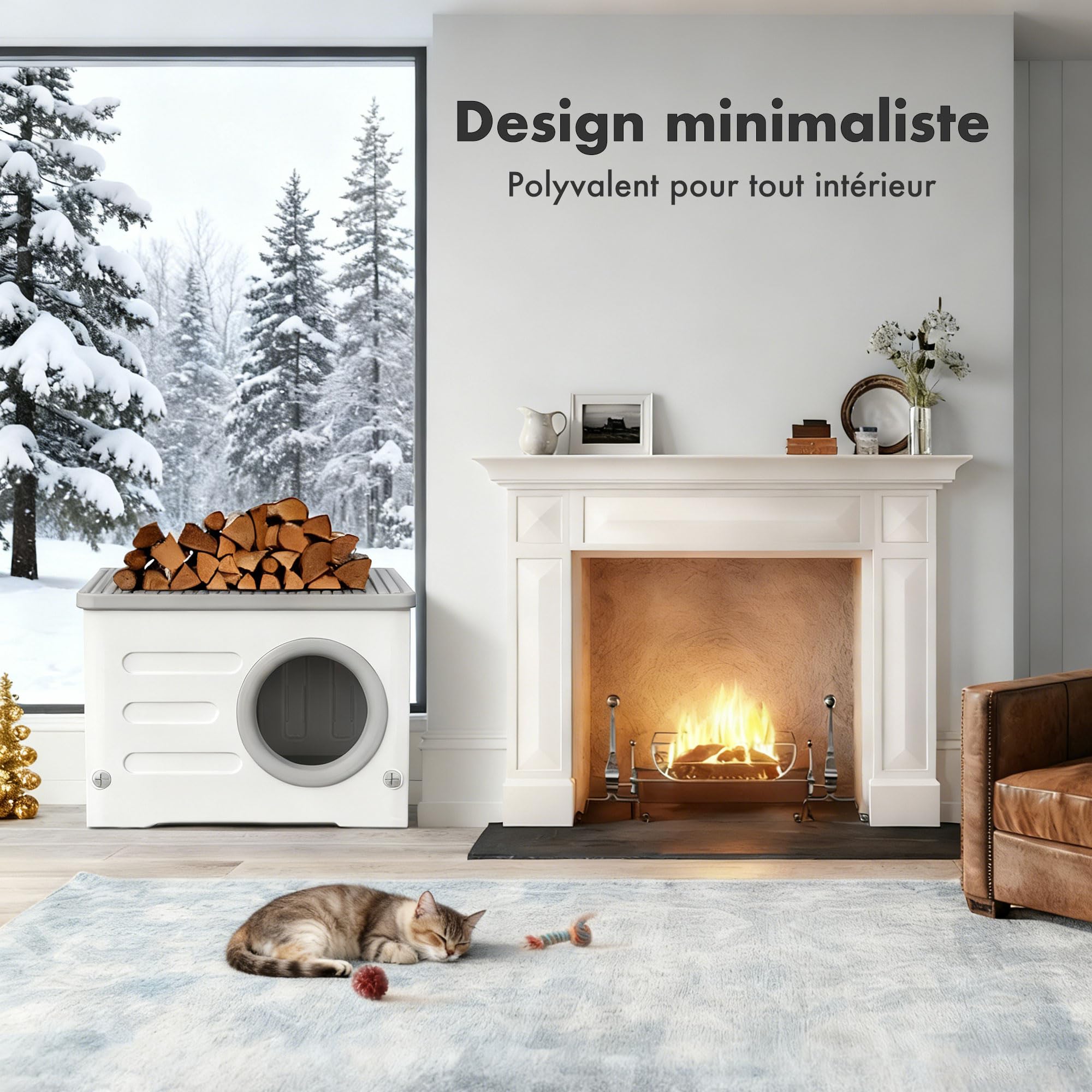 Abri extérieur pour chat résistant aux intempéries, abri pour chat sauvage en plastique robuste isolé, abri pour chat empilable surélevé pour toutes les saisons intérieur extérieur avec