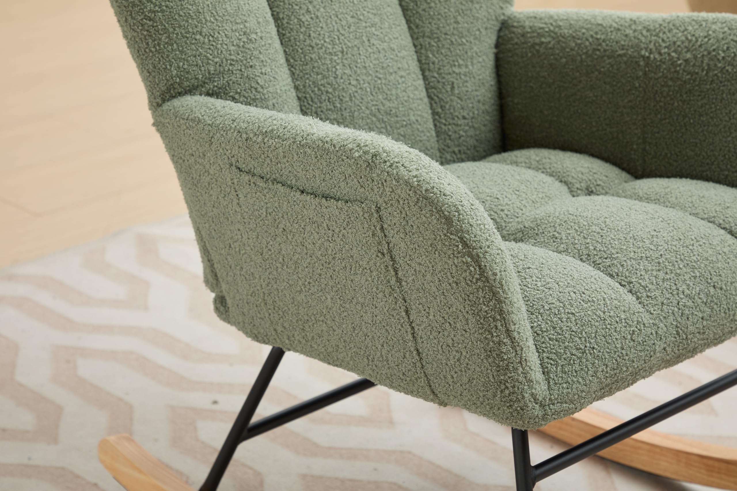 HXUHUWS Comfortable Upholstered Glider Chair for Nursery and Living Room, Gentle Rocking Motion, Ergonomic Design, Green