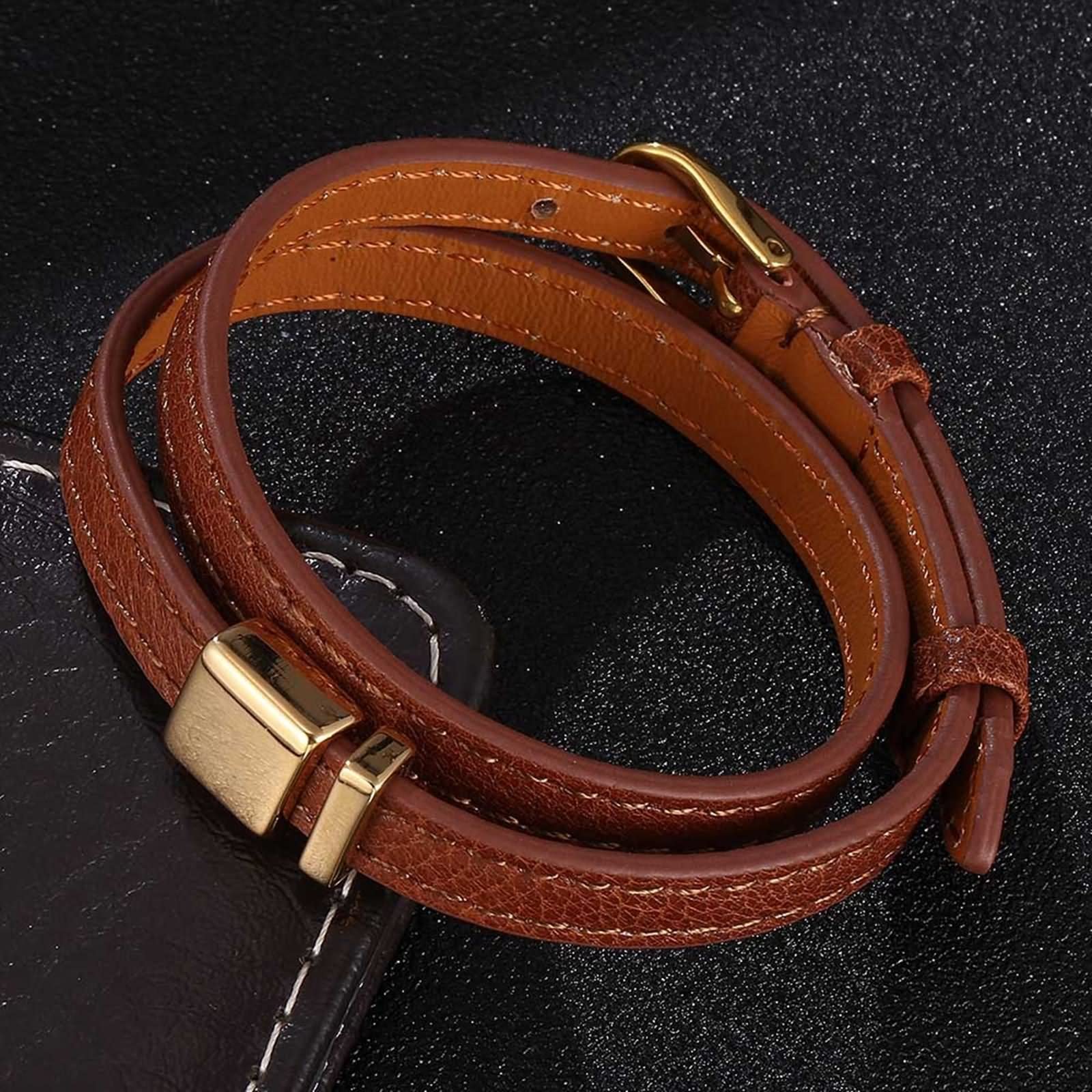 Pulsera Brazalete Hombre, Pulsera Joya Hombre Pulsera de Cuero Doble Acero Inoxidable para El Dia de San Valentin