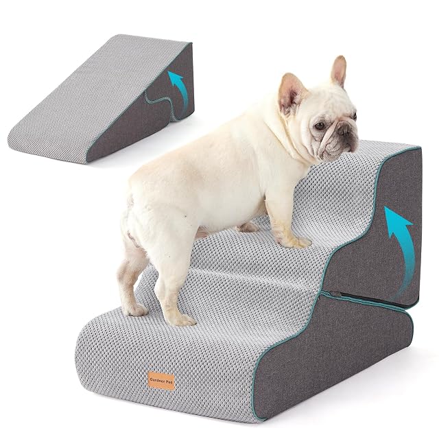 Gardner Pet Dog Stairs for Small Dogs 16 5 H 2 in 1 Transformable 3-Step Pet Stairs and