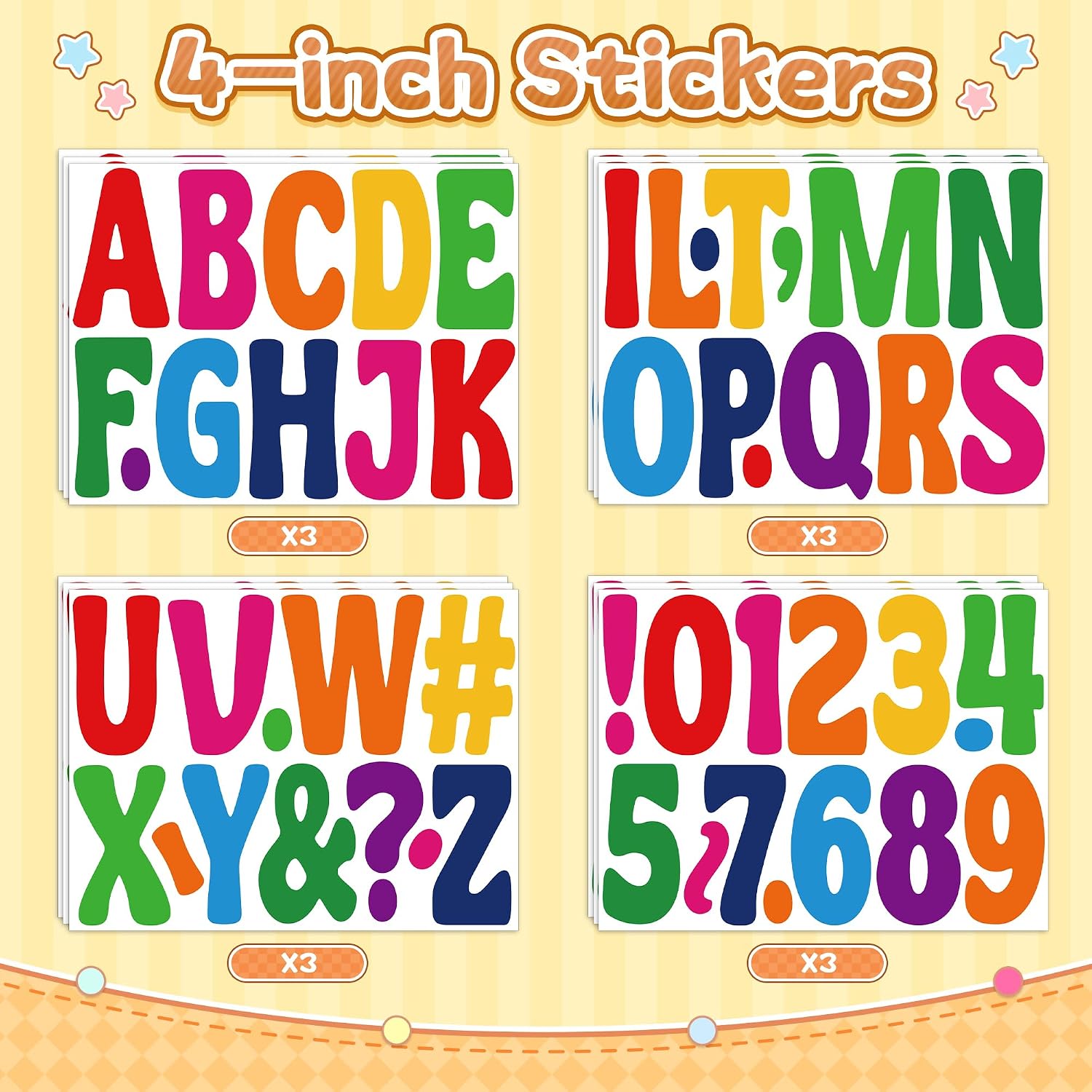150PCS Letter Stickers Large Bulletin Board Letter 12Sheets,Colorful,4 Inch image 2