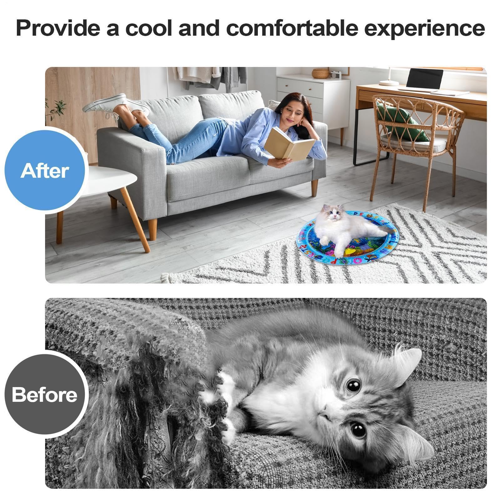 Generico Wasserbett für Katzen - Wasserbett für Hunde und Katzen | Erfrischendes Spiel Übung Aktivitäten für Haustiere Im Haus Reisen Balkon Indoor