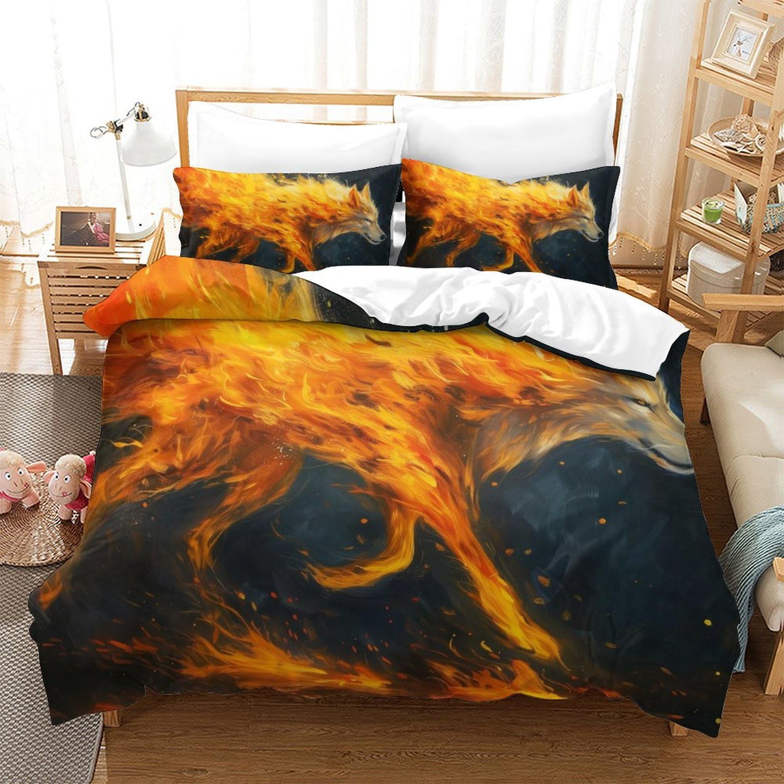 Parure de lit loup microfibre respirante et douce king size