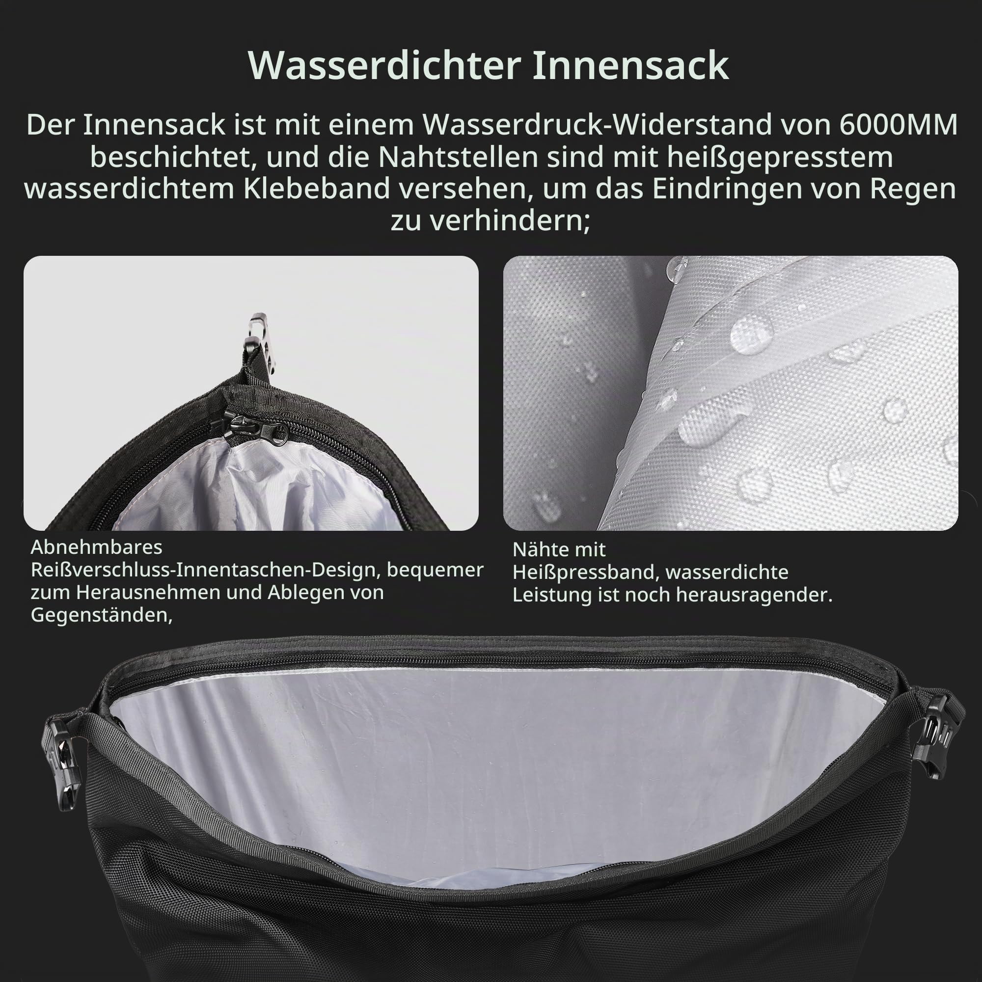 ENJOHOS wasserdicht Motorrad Seitentasche Hecktasche 25-32L Outdoor Schwarz | ENJOHOS Erweiterbare Motorrad Seitentasche Hecktasche 25-32L, wasserdichte Gepäcktasche für Motorrad Outdoor, Schwarz 1 Stück