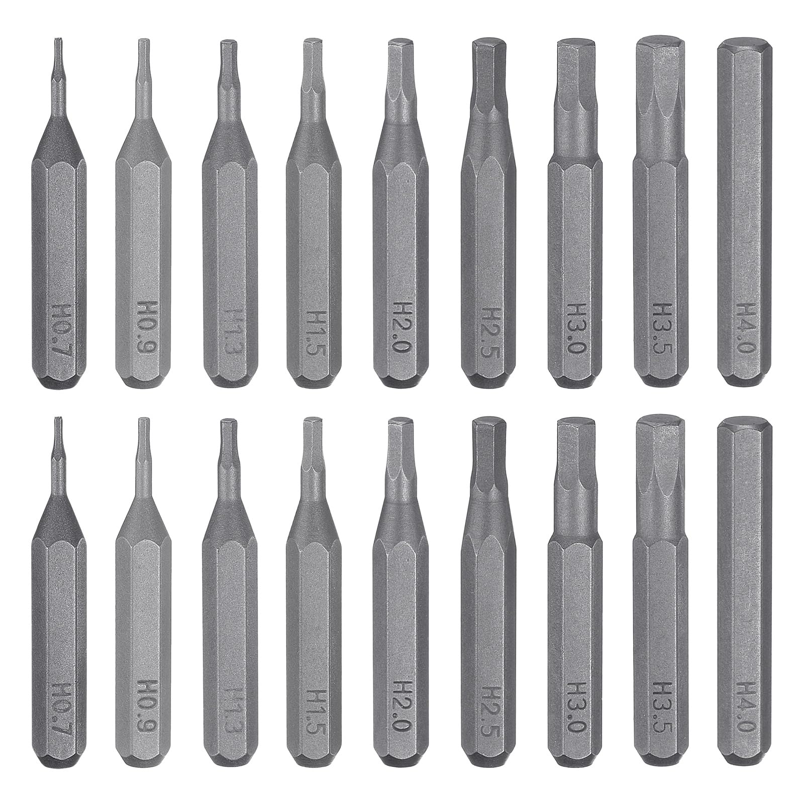 sourcing map 18pcs Screwdriver Bit Set H0.7-H4.0 5/32" Hex Shank 28mm Length S2 Steel Magnetic Hex Head Screw Driver Drill Bits for Precision Repair