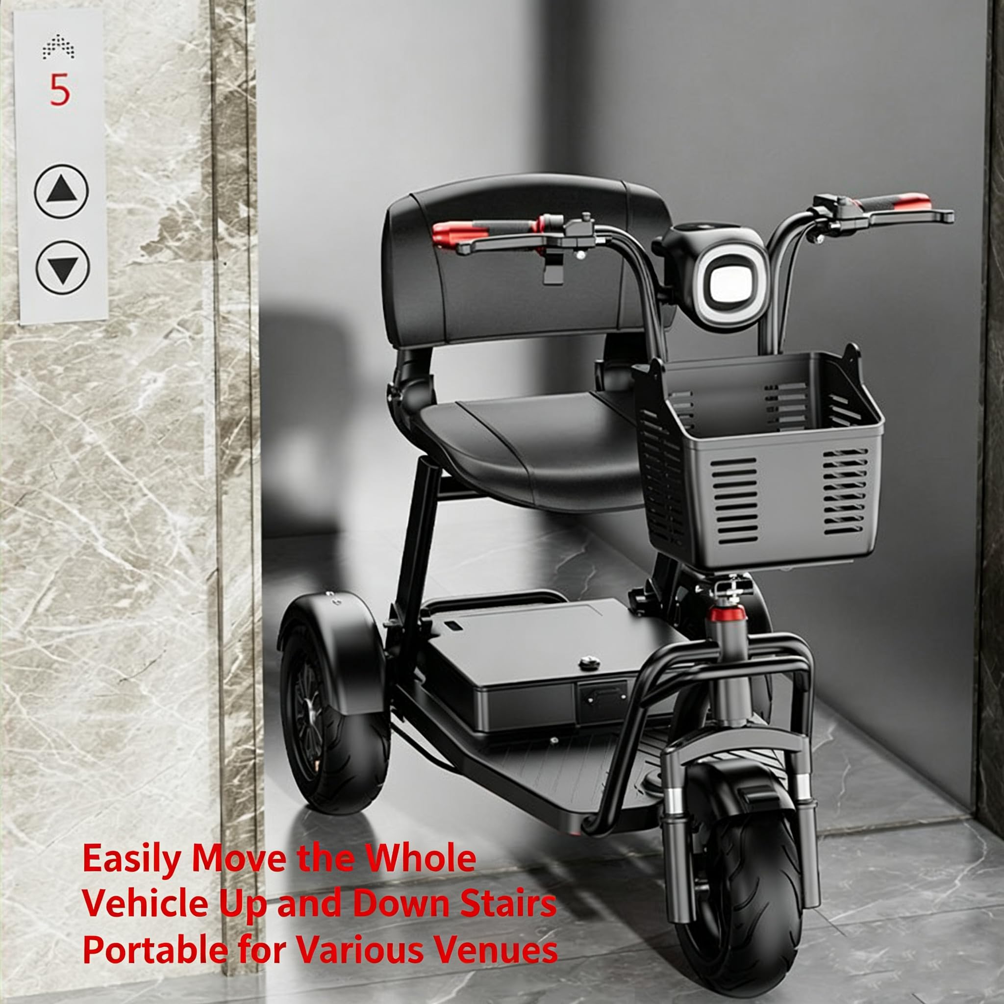 Scooter de movilidad de 3 ruedas-Scooter Electrico Discapacitados Plegable