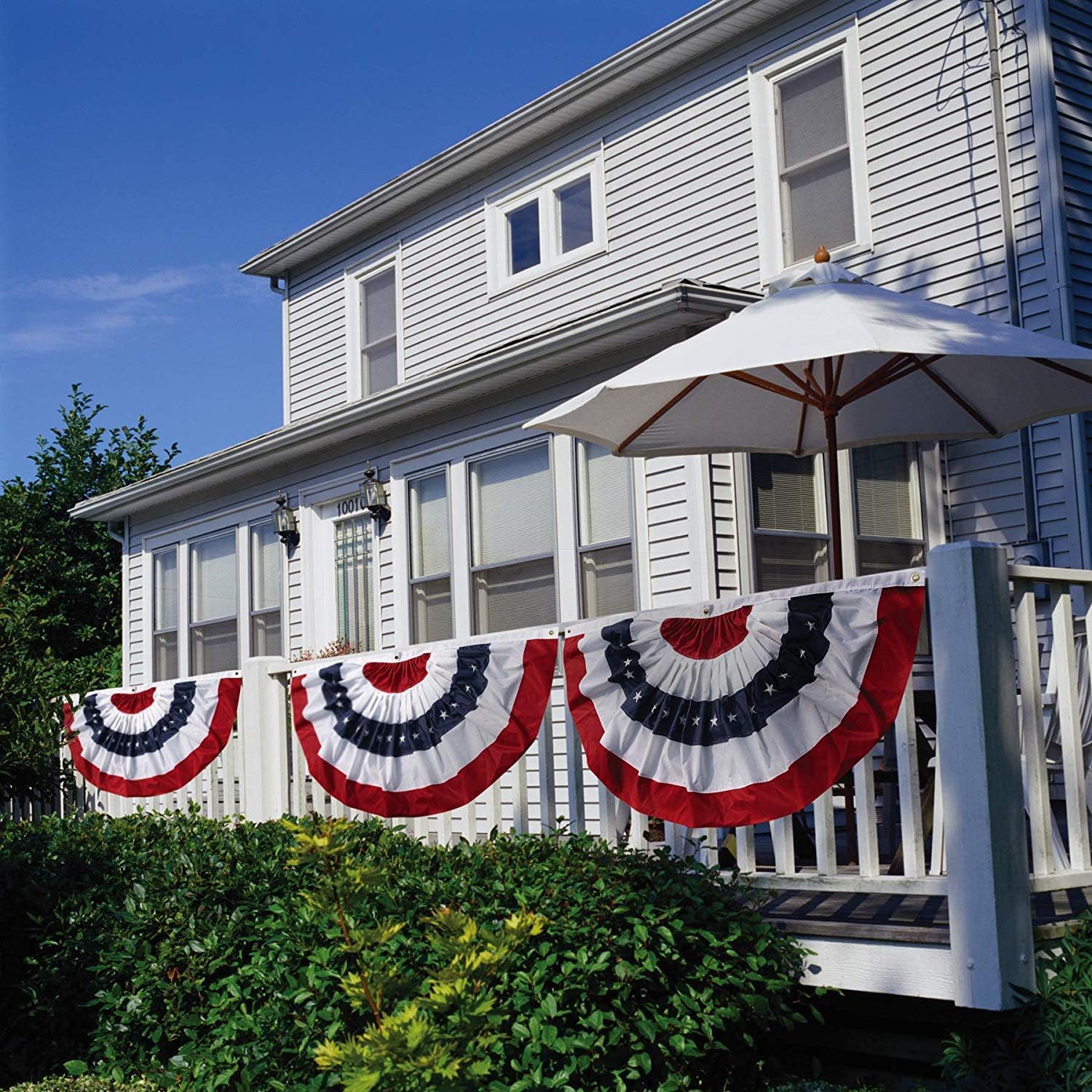 2 Pack American Flag Bunting,2X4 Ft USA Pleated Fan Flag with Embroidered Stars Sewn Stripes Brass Grommets Quality 210D Nylon Fabric 2 x 4 Feet Half Fan Banner (2, 2x4 Feet)
