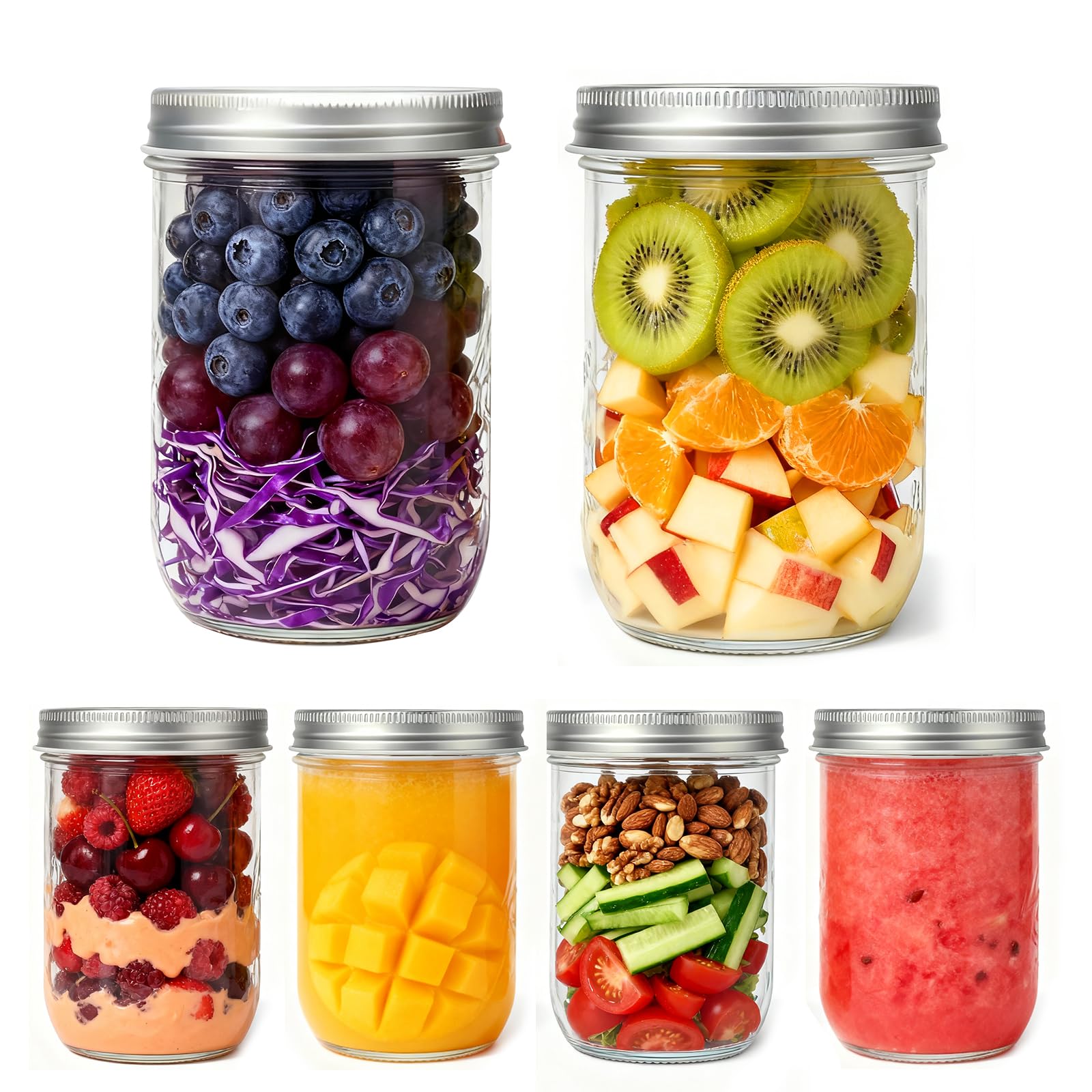 Tarros de cristal Mason Jars de 500ml FoiiLiio para organizar mermeladas caseras en la cocina