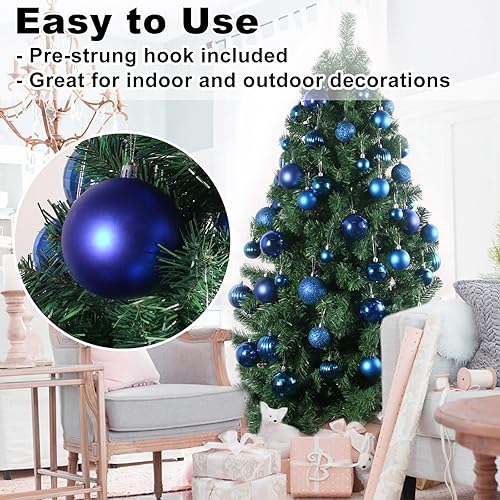 Vista 934 de 18 esferas medianas decorativas navideñas para árbol de Navidad, inastillables, para colgar, color púrpura, 2.5 pulgadas, paquete de 18